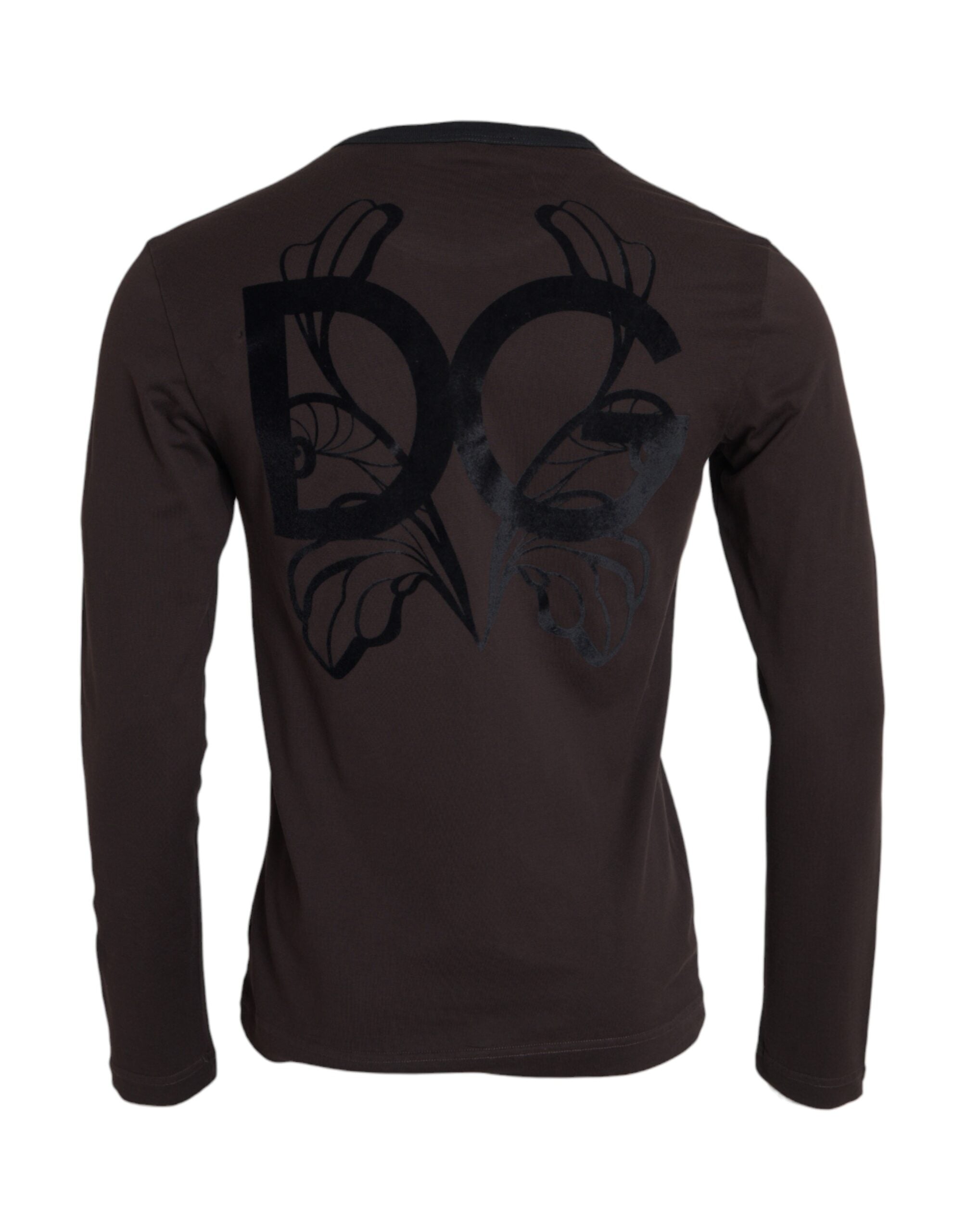 Dolce & Gabbana Brauner Pullover mit Rundhalsausschnitt und DG-Logo