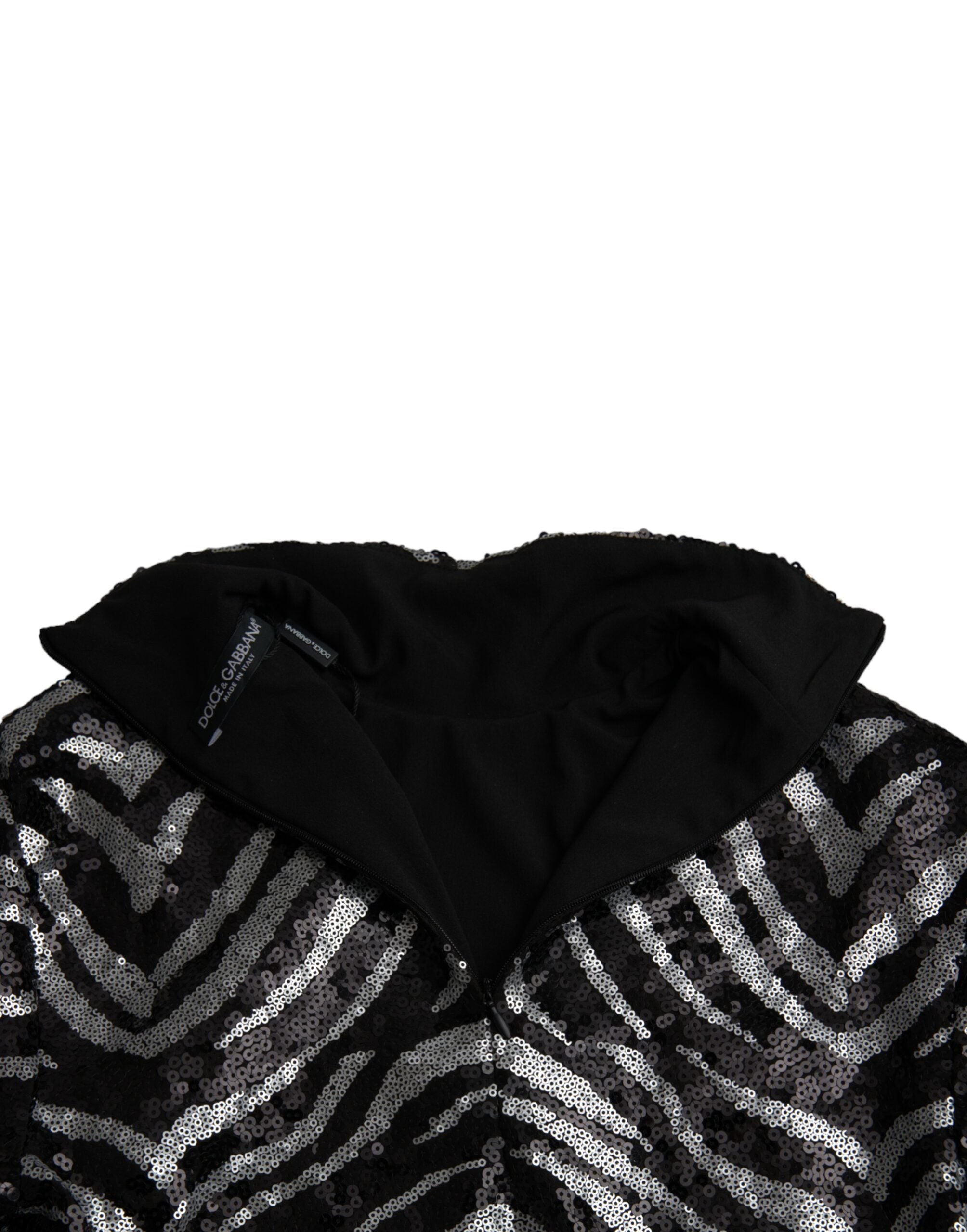 Dolce & Gabbana Schwarz-silberner Polyesterpullover mit Pailletten