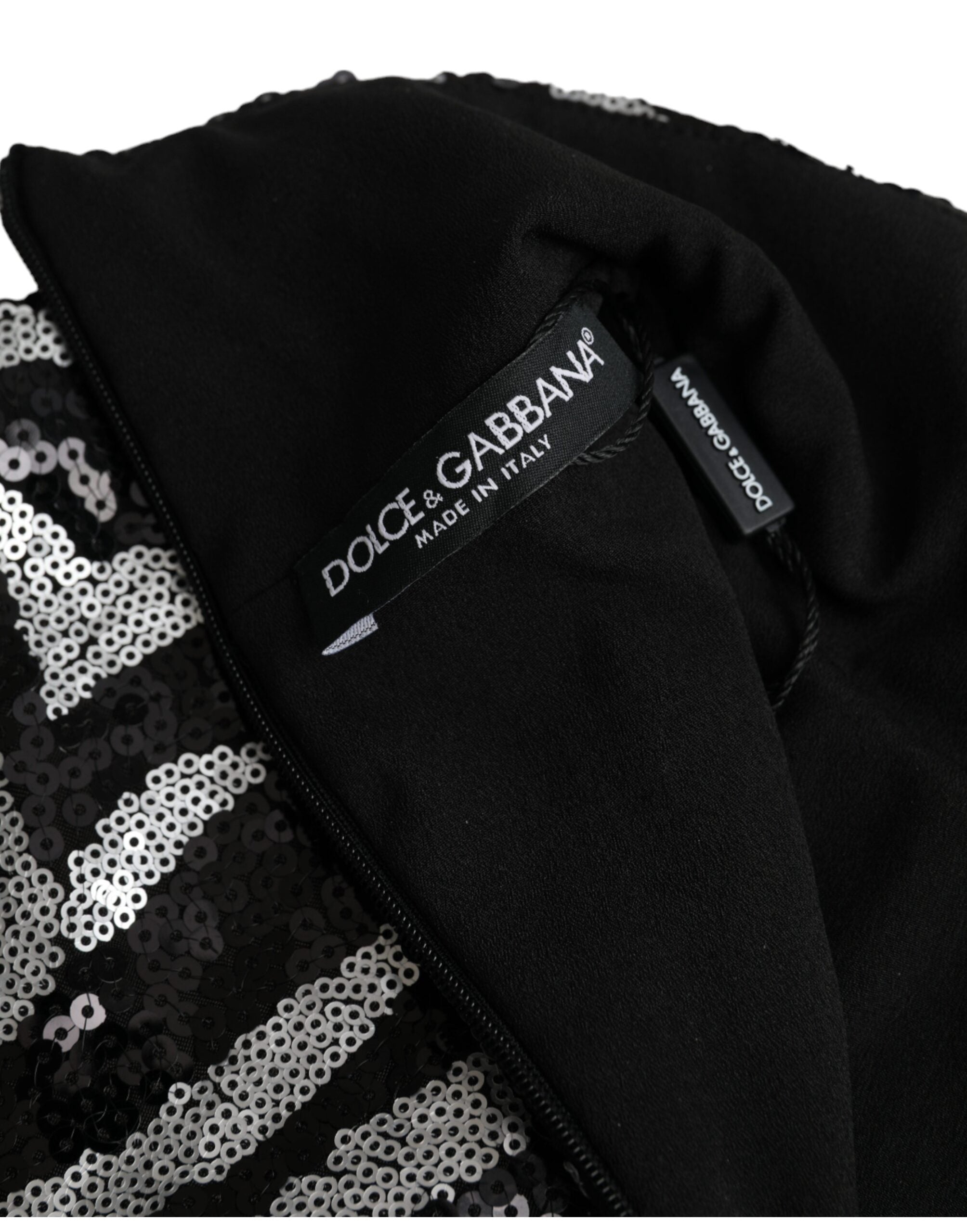 Dolce & Gabbana Schwarz-silberner Polyesterpullover mit Pailletten