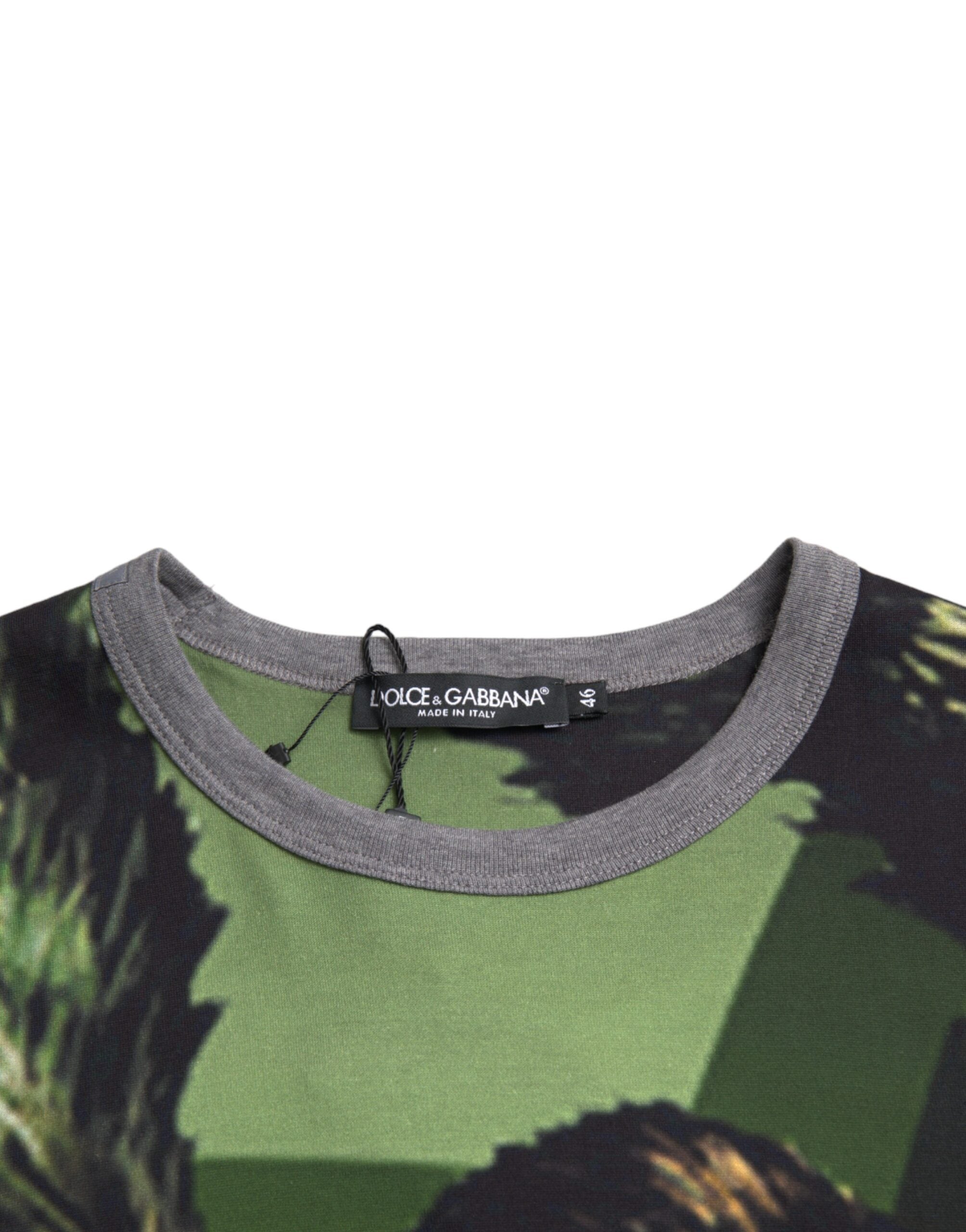 Dolce & Gabbana Grünes T-Shirt aus Gorilla-Baumwolle mit kurzen Ärmeln