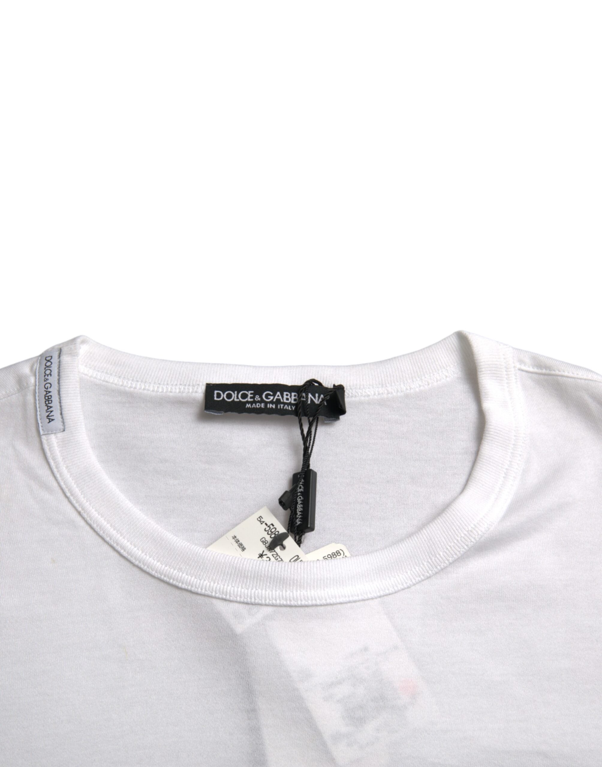 Dolce & Gabbana – Weißes, kurzärmliges T-Shirt mit Logo-Stickerei