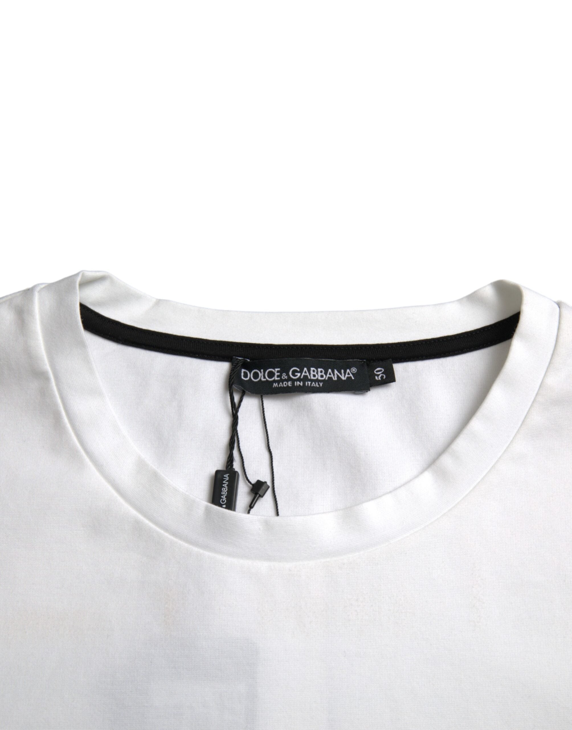 Dolce & Gabbana – Weißes Herren-T-Shirt aus Baumwolle mit rotem Lippen-Print