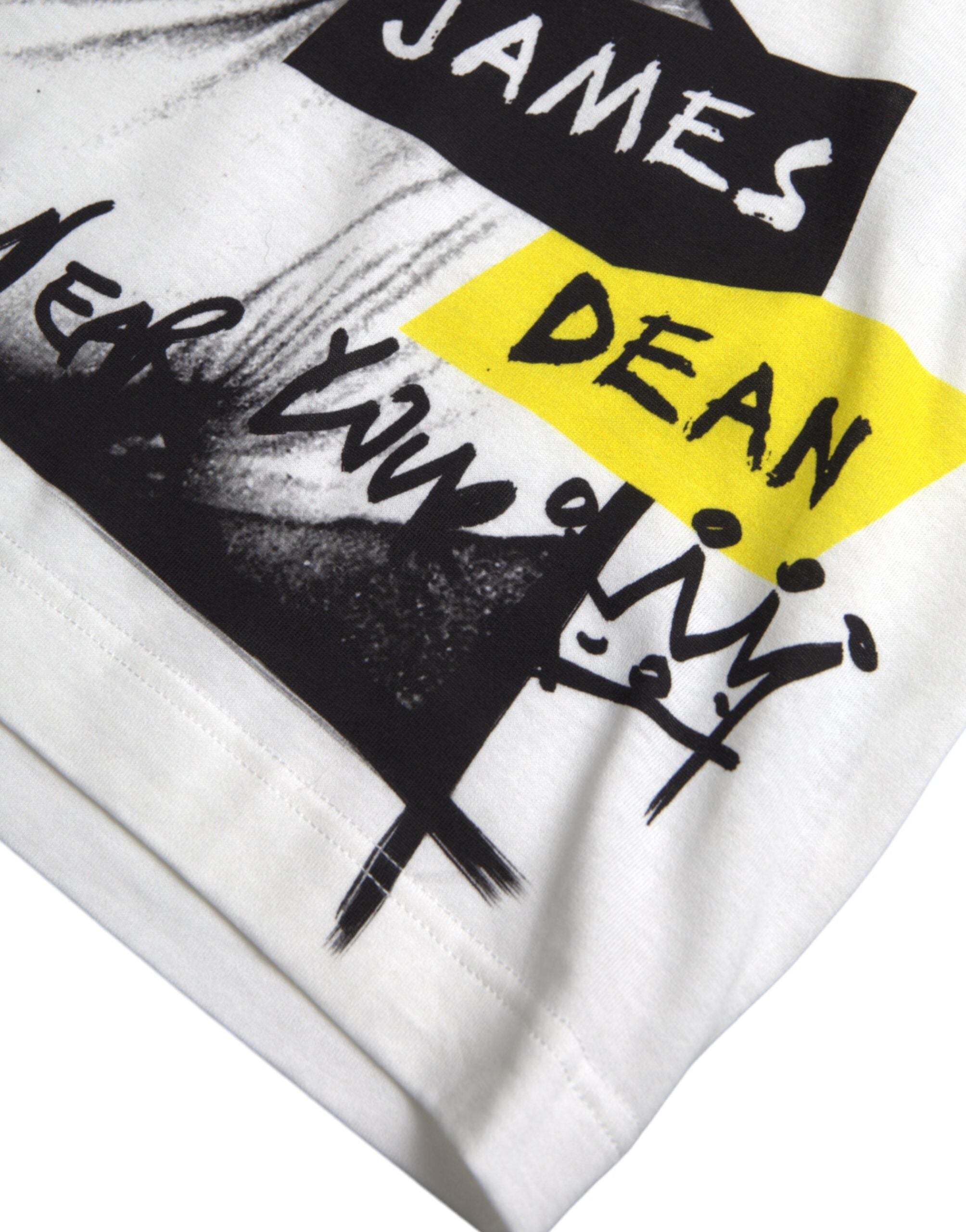 Dolce & Gabbana – Weißes, grafisches T-Shirt aus Baumwolle mit kurzen Ärmeln für Herren