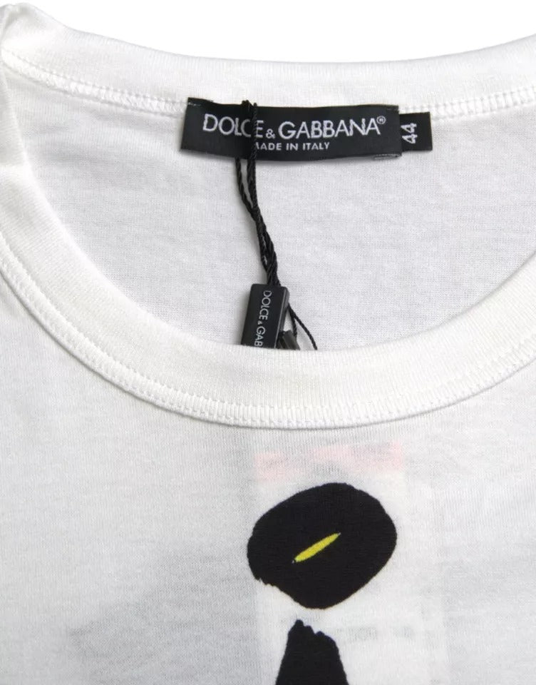 Dolce & Gabbana – Weißes, grafisches T-Shirt aus Baumwolle mit kurzen Ärmeln für Herren