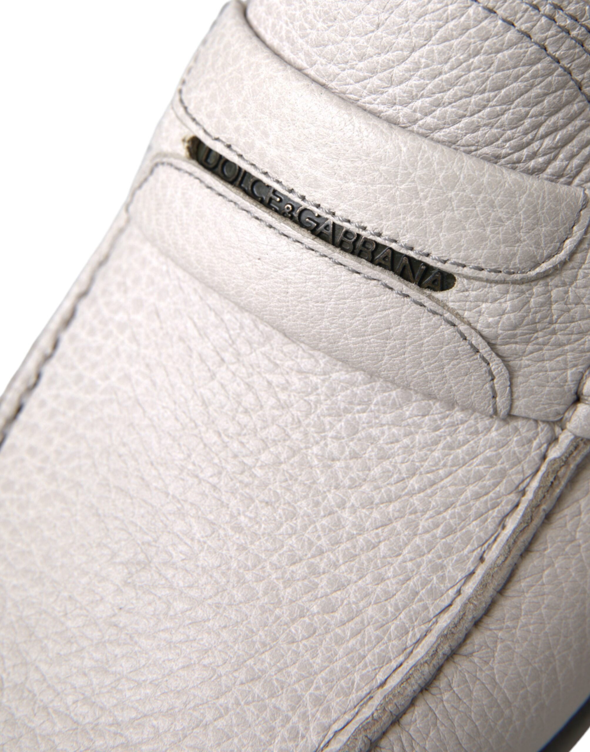 Dolce & Gabbana Slipper aus weißem und grauem Leder