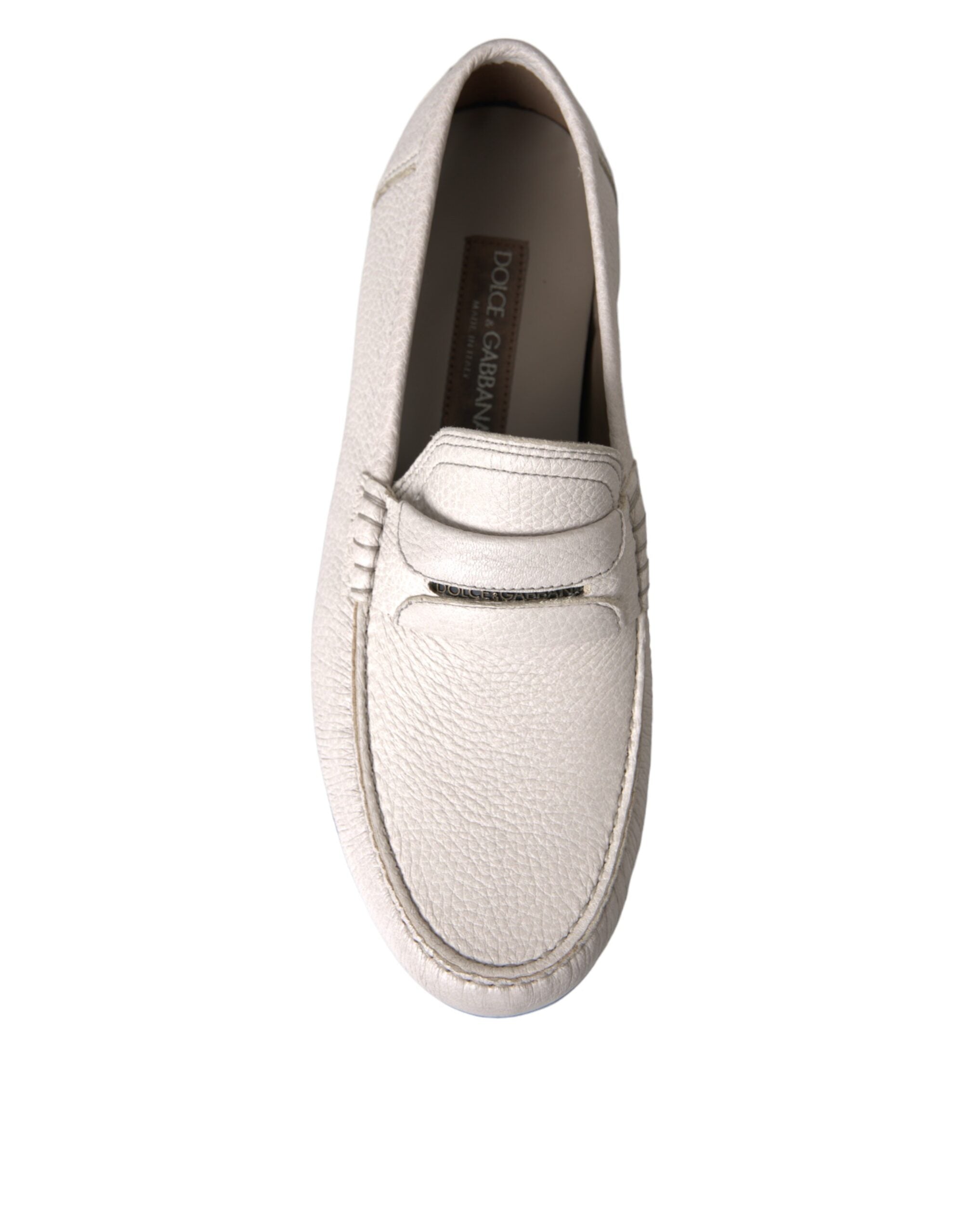 Dolce & Gabbana Slipper aus weißem und grauem Leder