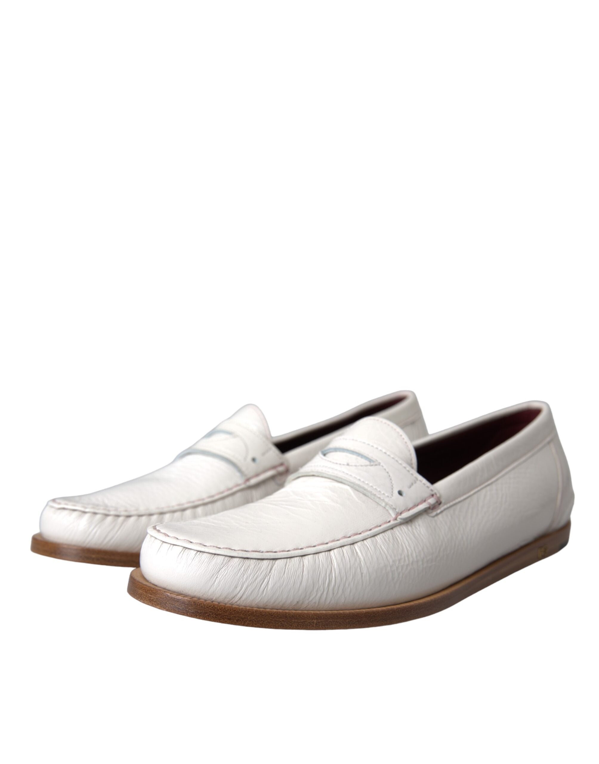 Dolce & Gabbana – Slipper-Mokassins aus weißem Leder