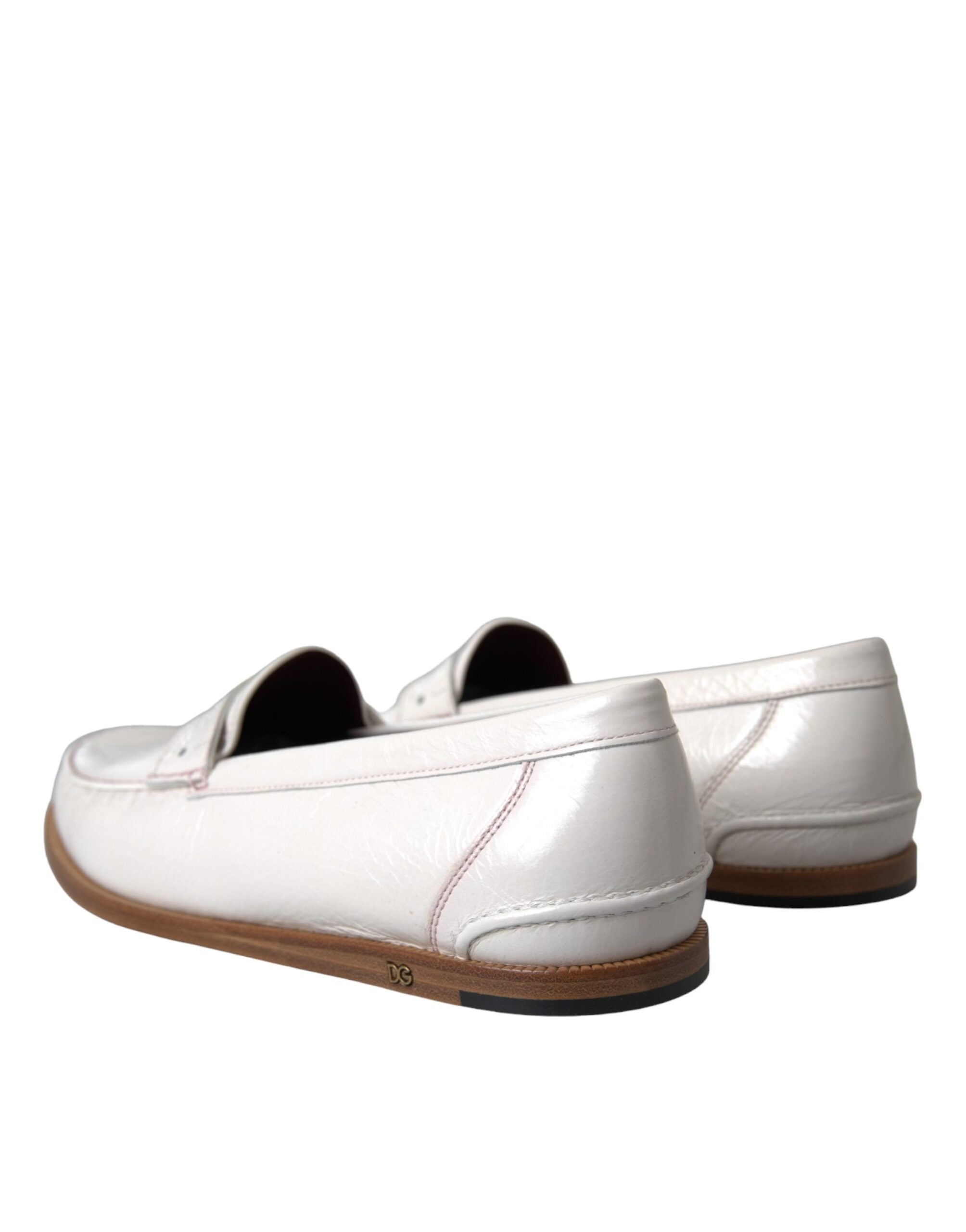 Dolce & Gabbana – Slipper-Mokassins aus weißem Leder