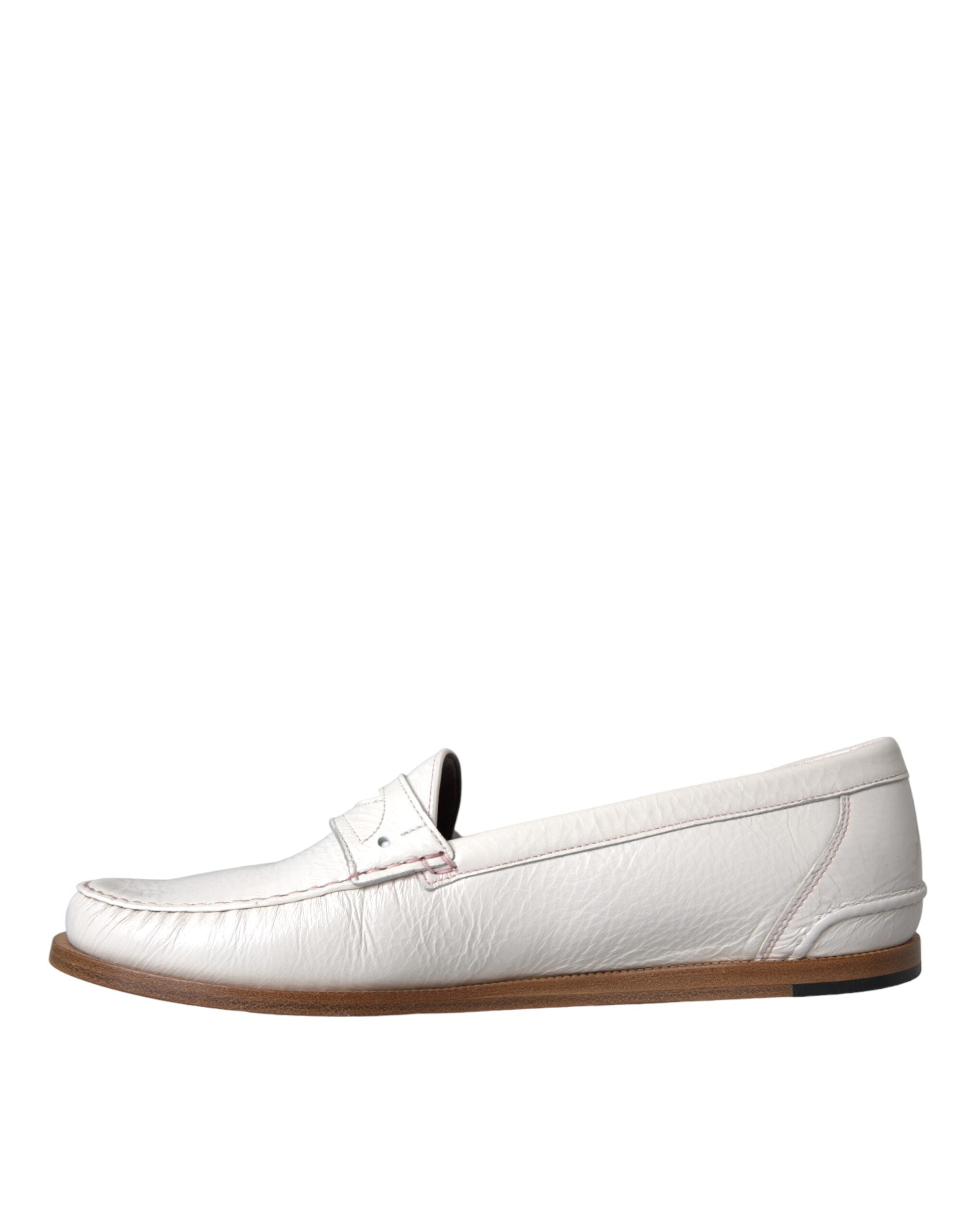 Dolce & Gabbana – Slipper-Mokassins aus weißem Leder