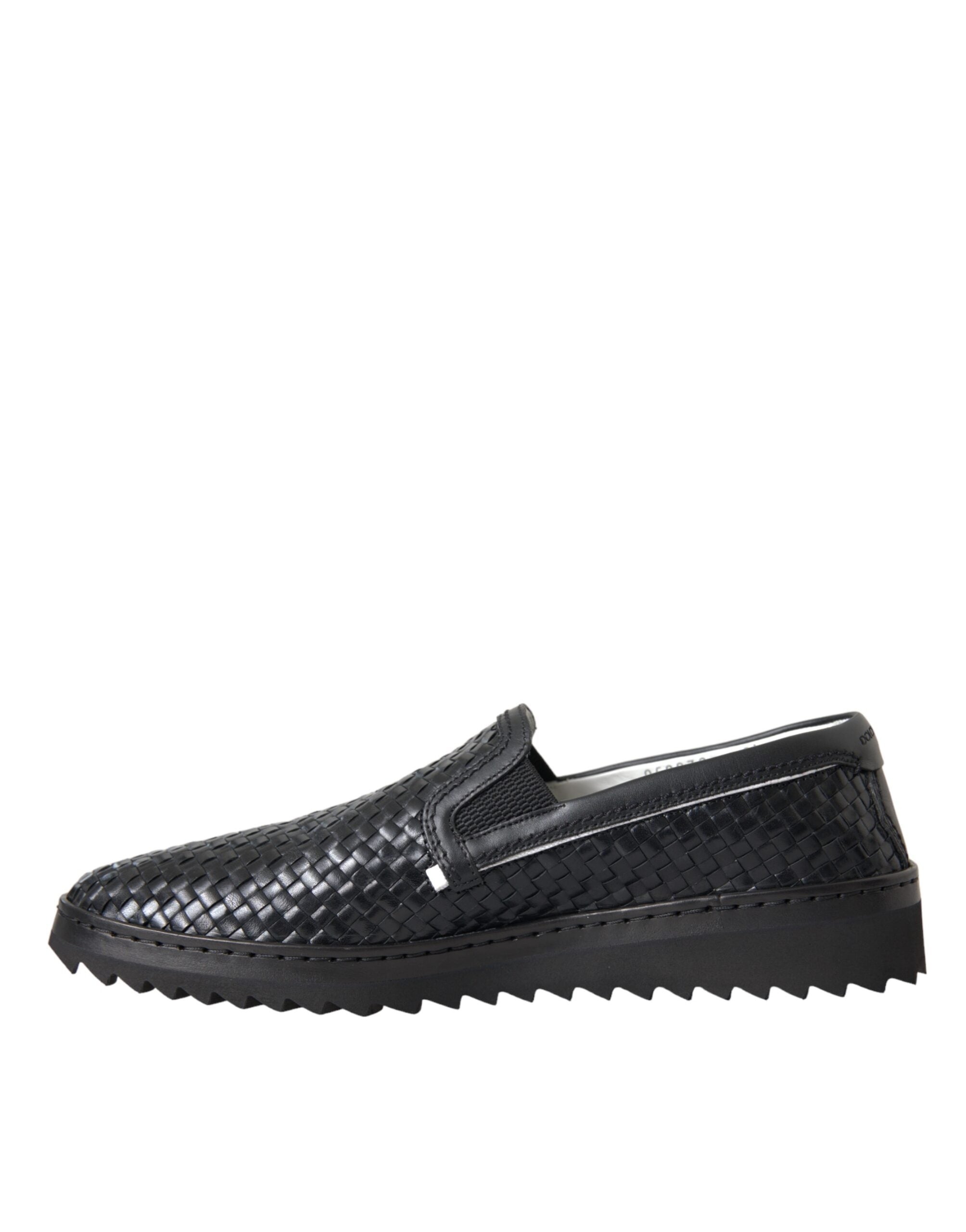 Dolce & Gabbana Herren Loafer aus gewebtem Büffelleder in Schwarz