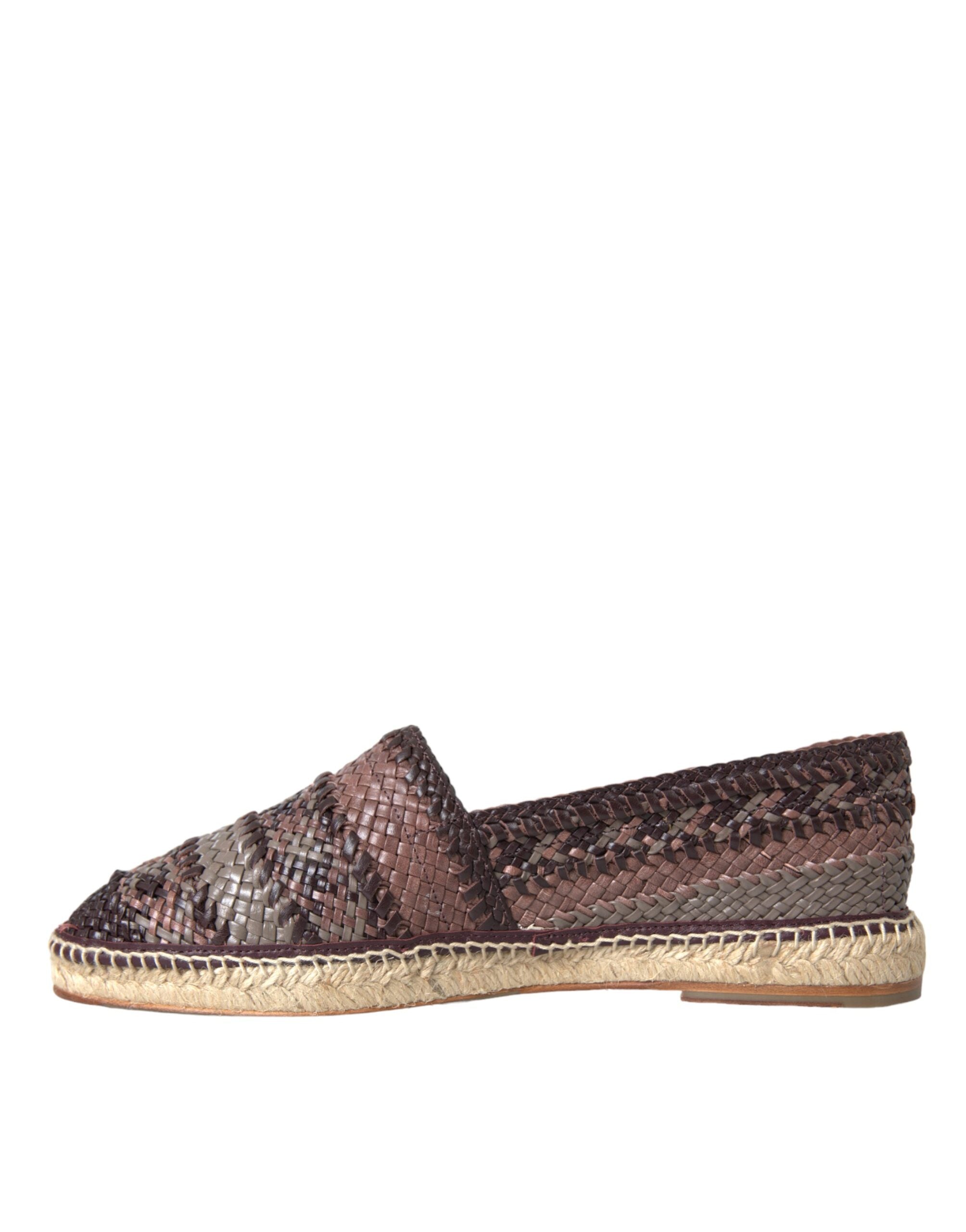 Dolce & Gabbana – Espadrilles aus braunem Büffelleder