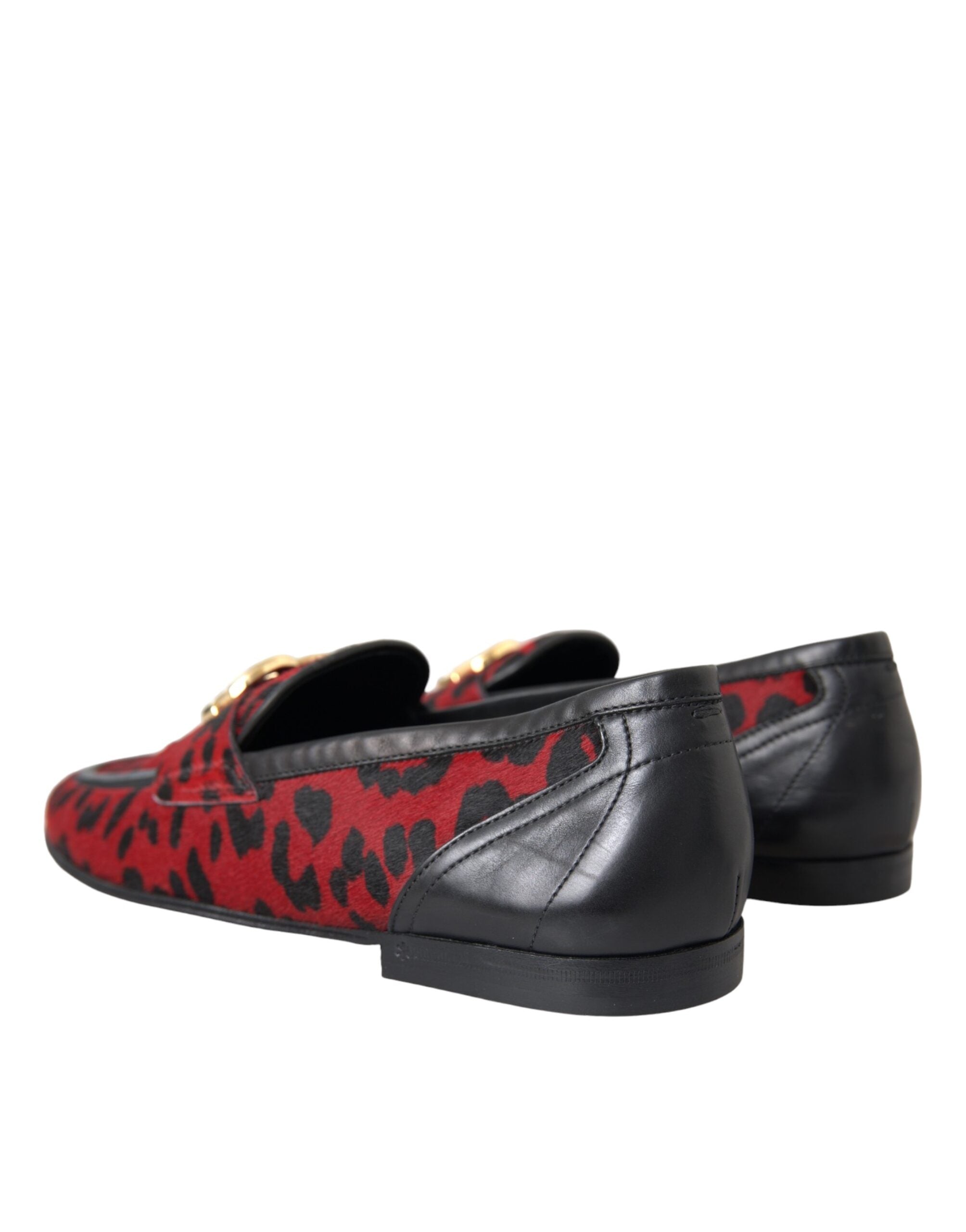 Dolce & Gabbana Rot Schwarz Leopard DG Loafers Formelle Herrenschuhe