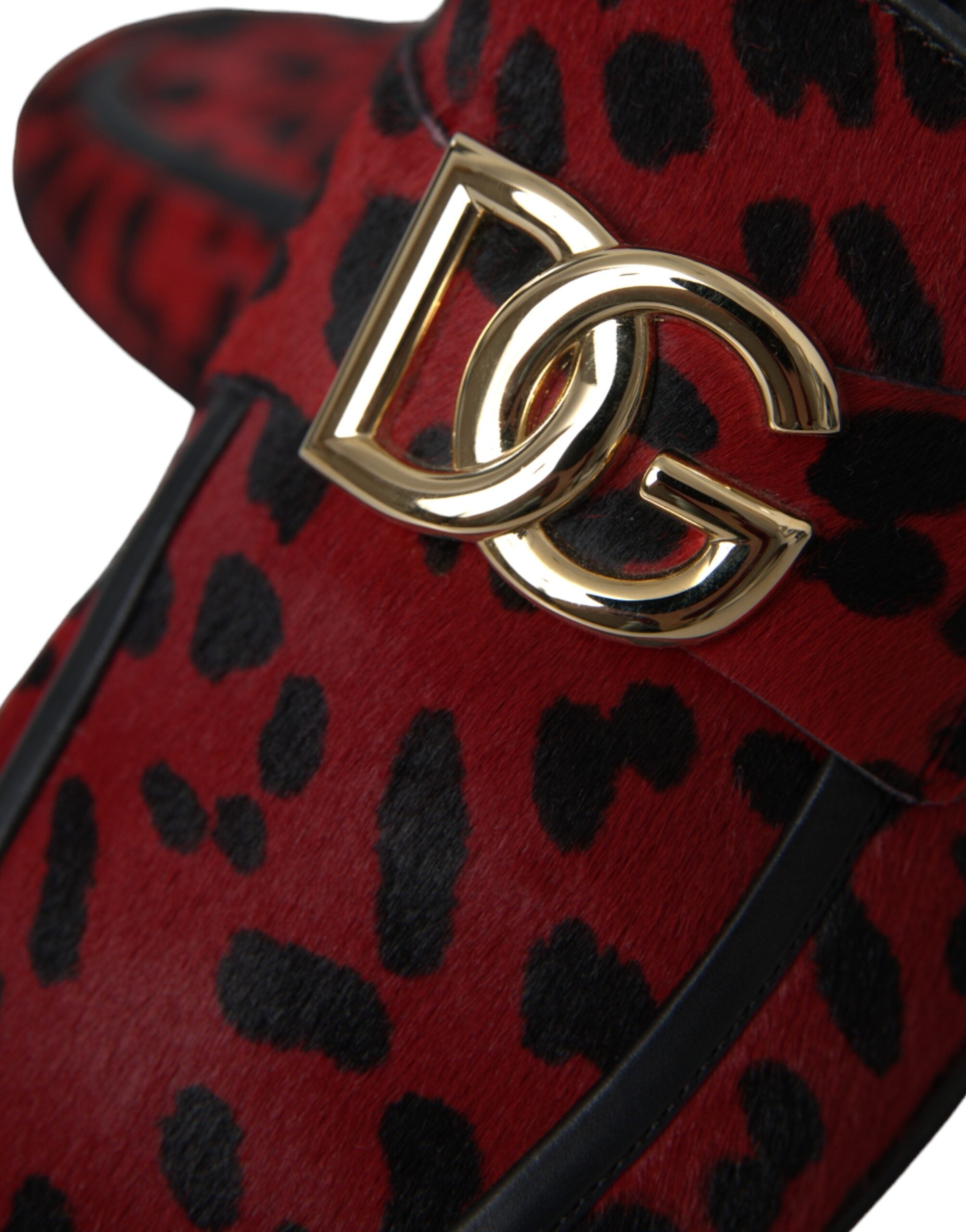 Dolce & Gabbana Rot Schwarz Leopard DG Loafers Formelle Herrenschuhe