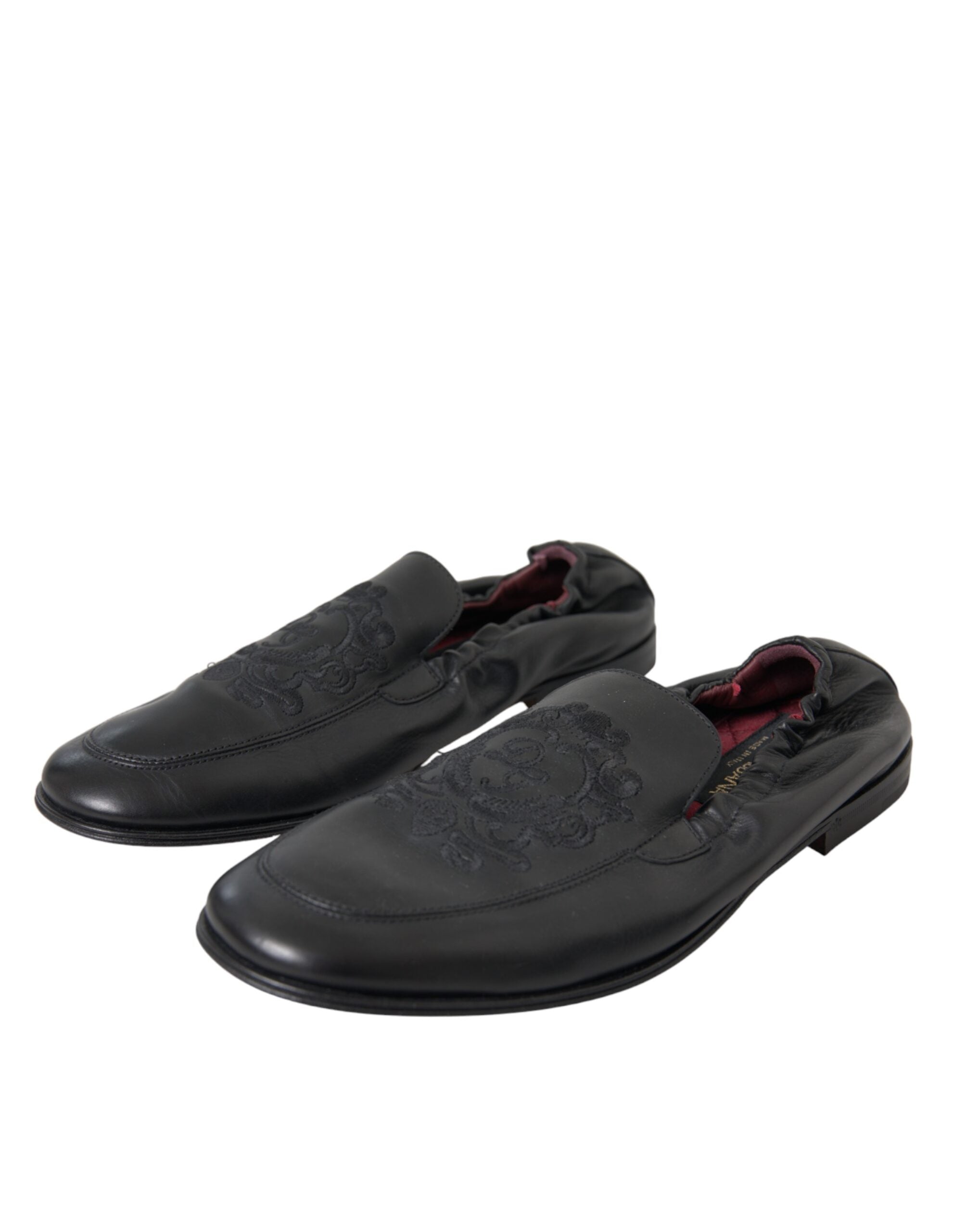 Dolce & Gabbana – Schwarze Leder-Loafer mit Logo-Stickerei für Herren
