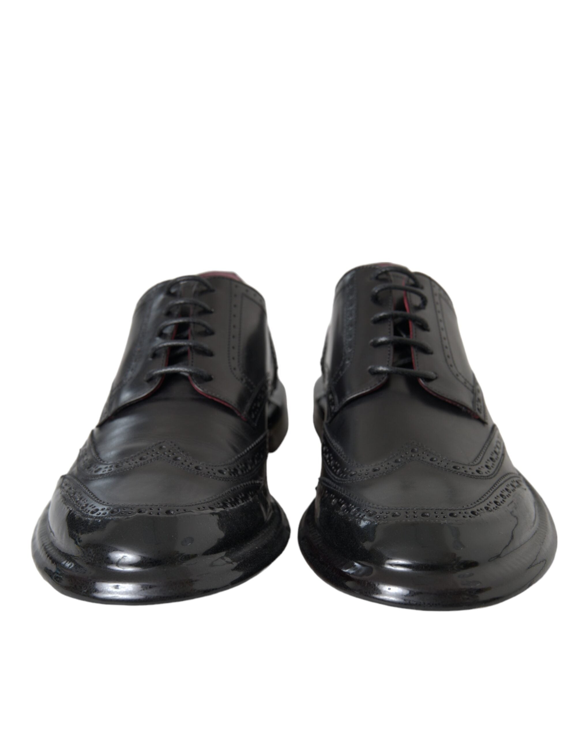 Dolce & Gabbana – Oxford-Schuhe aus schwarzem Leder mit Flügelkappe für formelle Herren