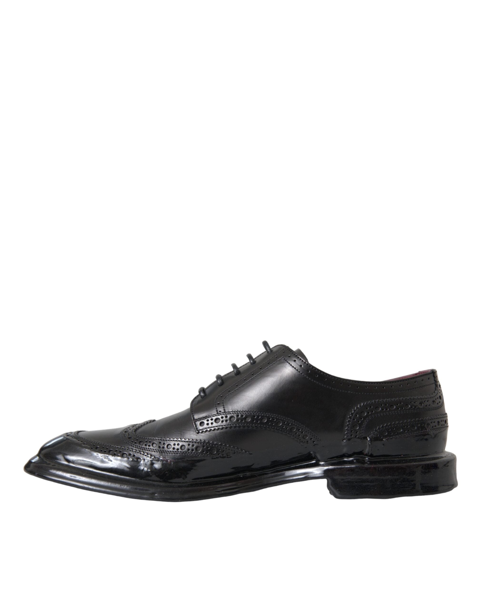 Dolce & Gabbana – Oxford-Schuhe aus schwarzem Leder mit Flügelkappe für formelle Herren
