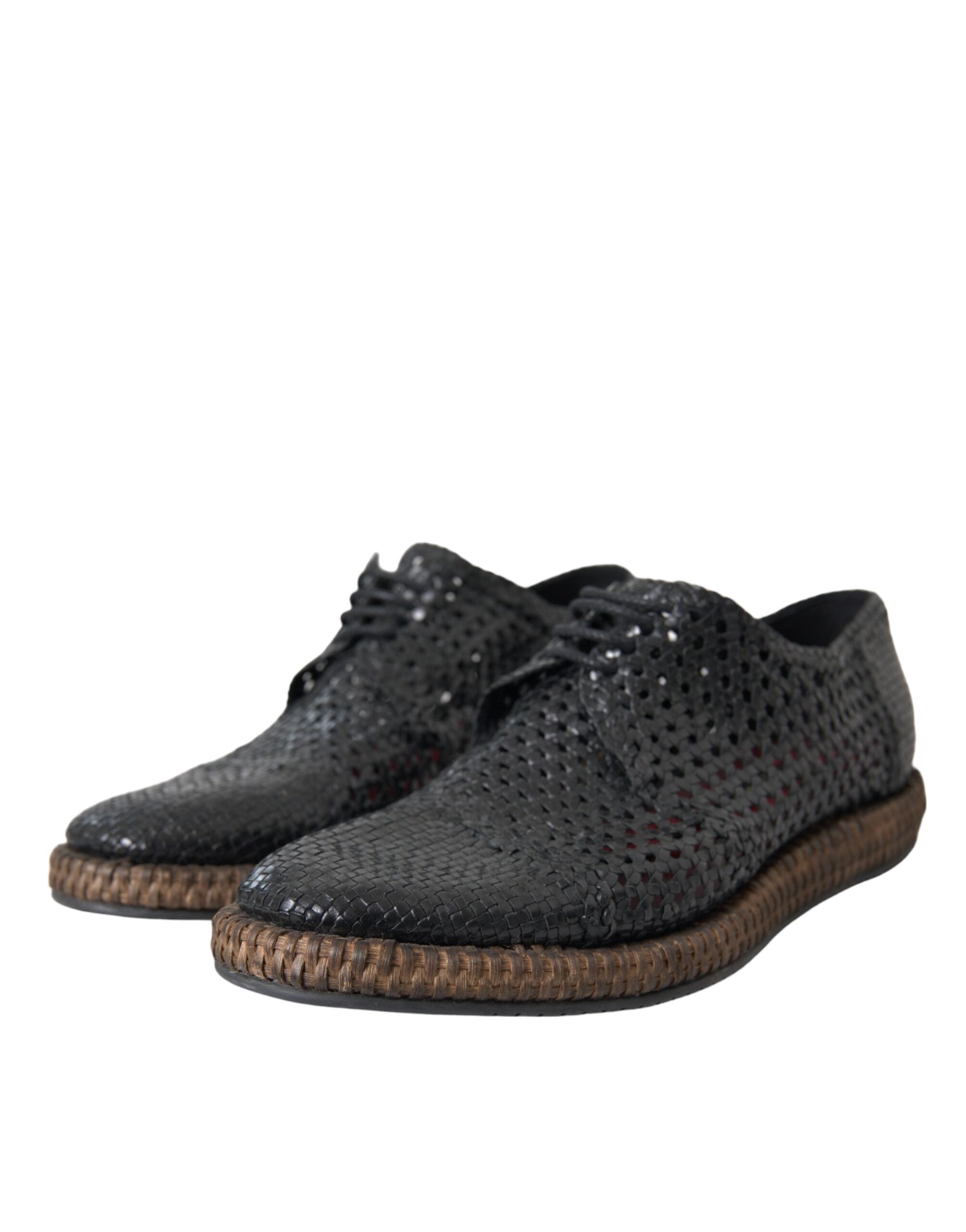 Dolce & Gabbana – Derby-Schnürschuhe aus gewebtem Ziegenleder in Schwarz