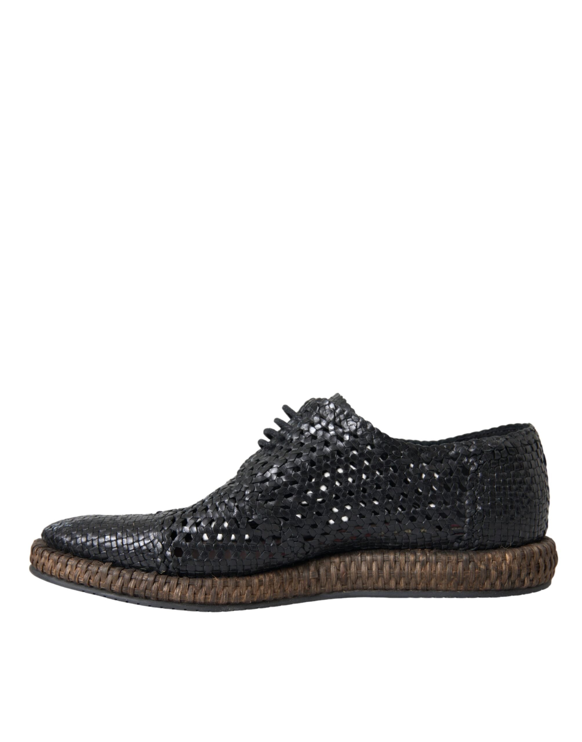 Dolce & Gabbana – Derby-Schnürschuhe aus gewebtem Ziegenleder in Schwarz