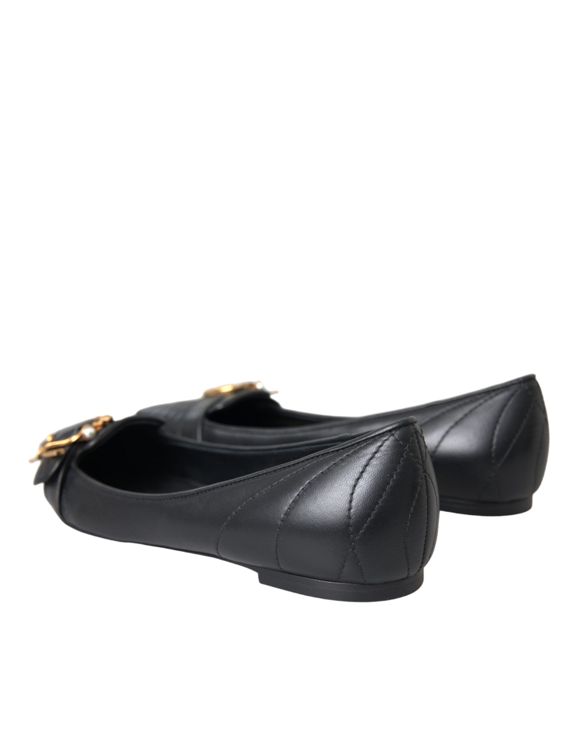 Dolce & Gabbana – Schwarze, spitze Ballerinas aus Devotion-Leder