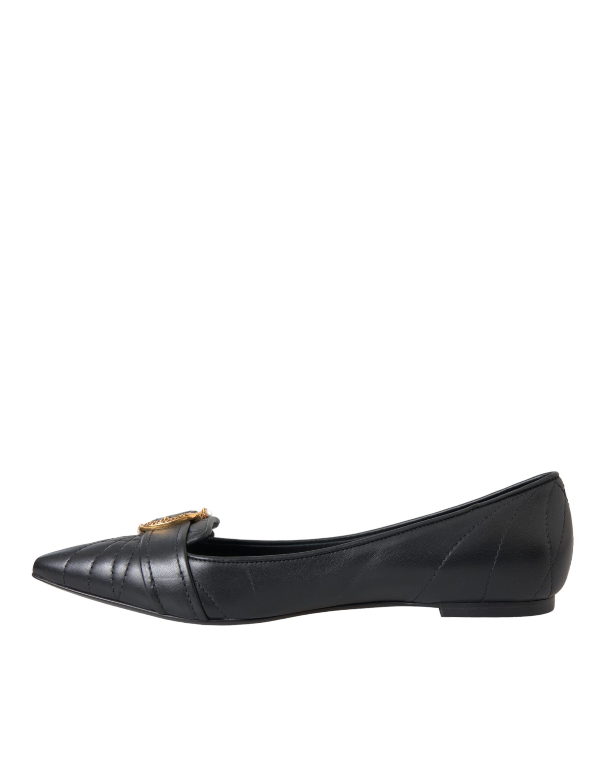 Dolce & Gabbana – Schwarze, spitze Ballerinas aus Devotion-Leder