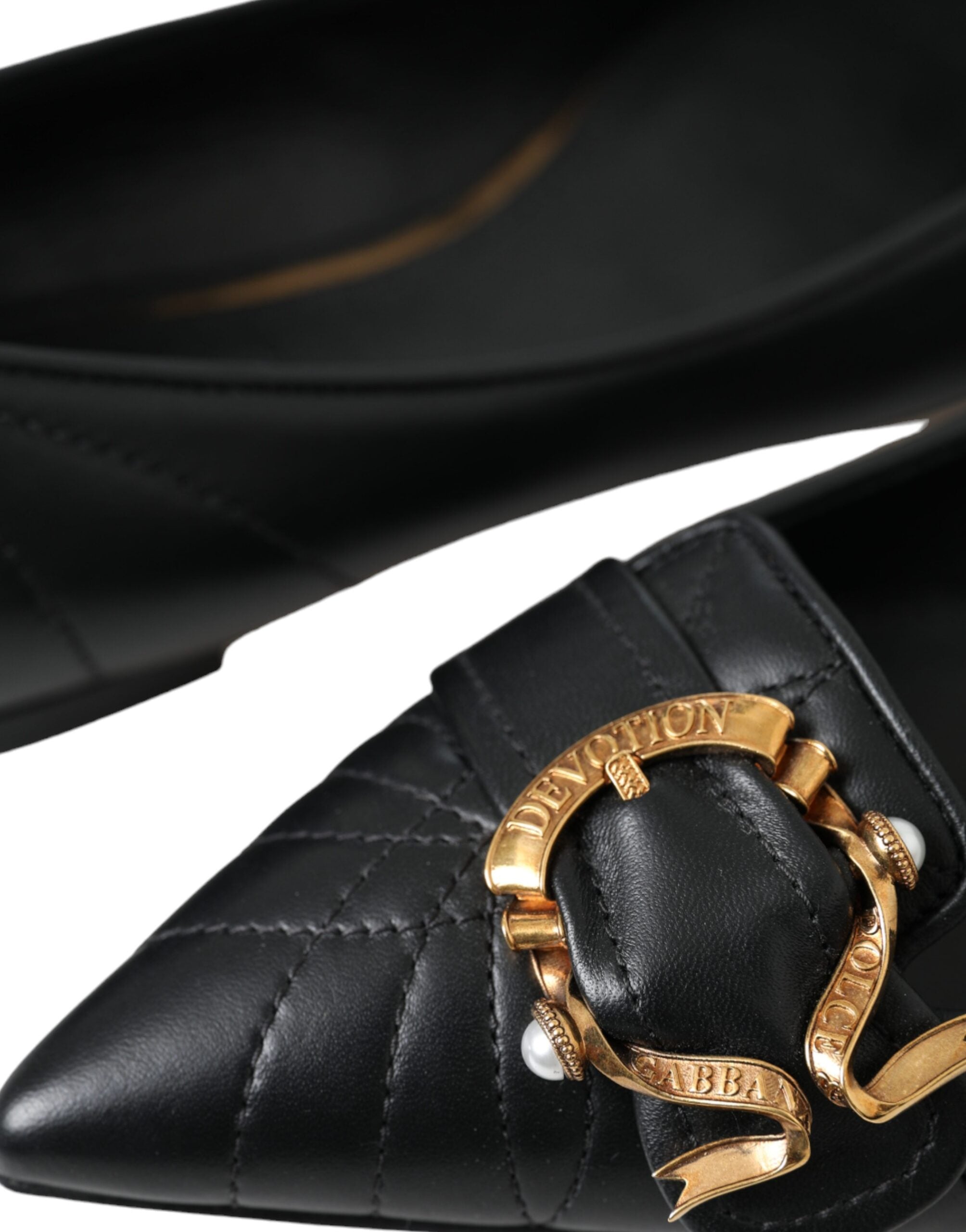 Dolce & Gabbana – Schwarze, spitze Ballerinas aus Devotion-Leder