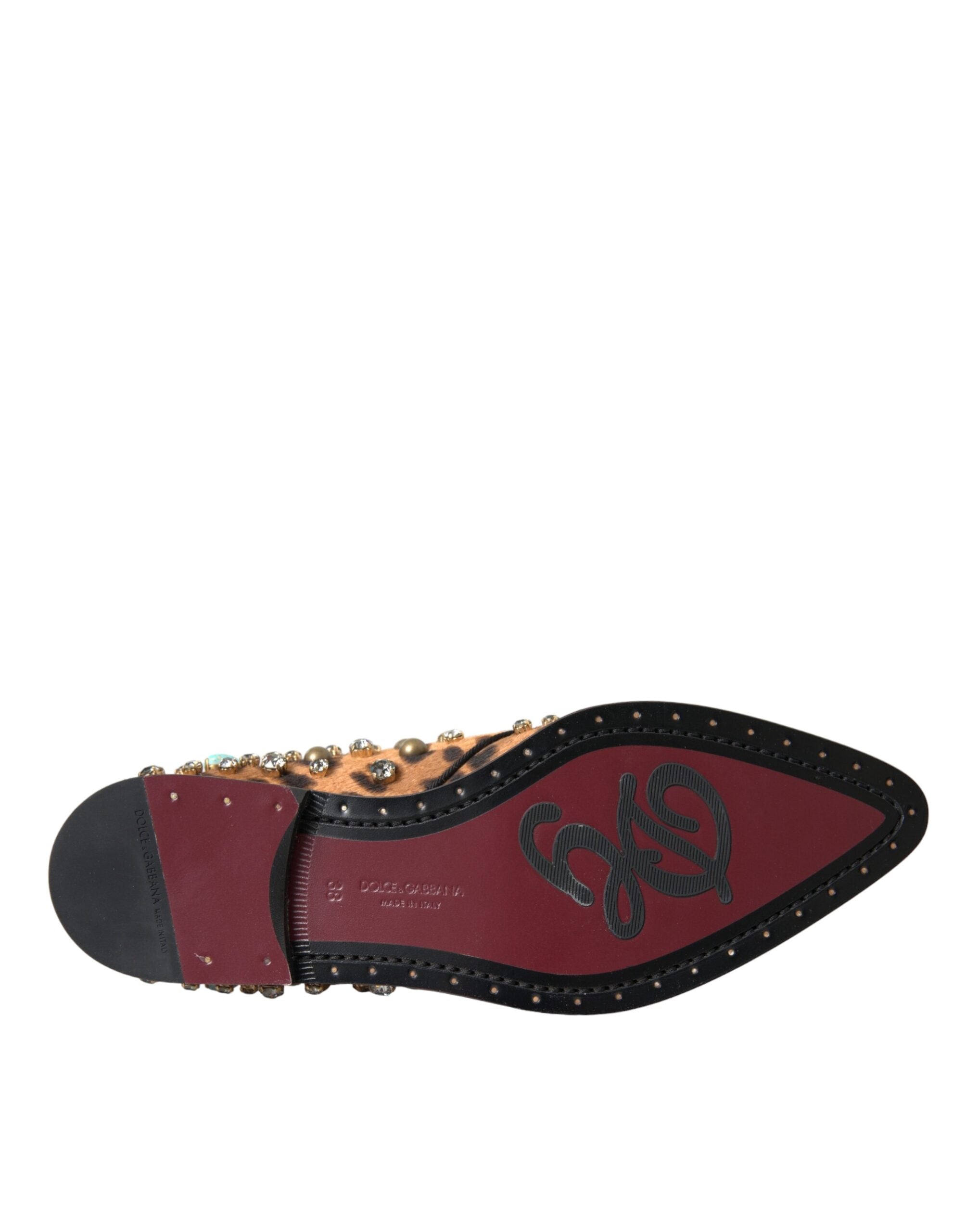 Dolce & Gabbana Braunes Leopardenhaar Kristallkleid Broque Schuhe