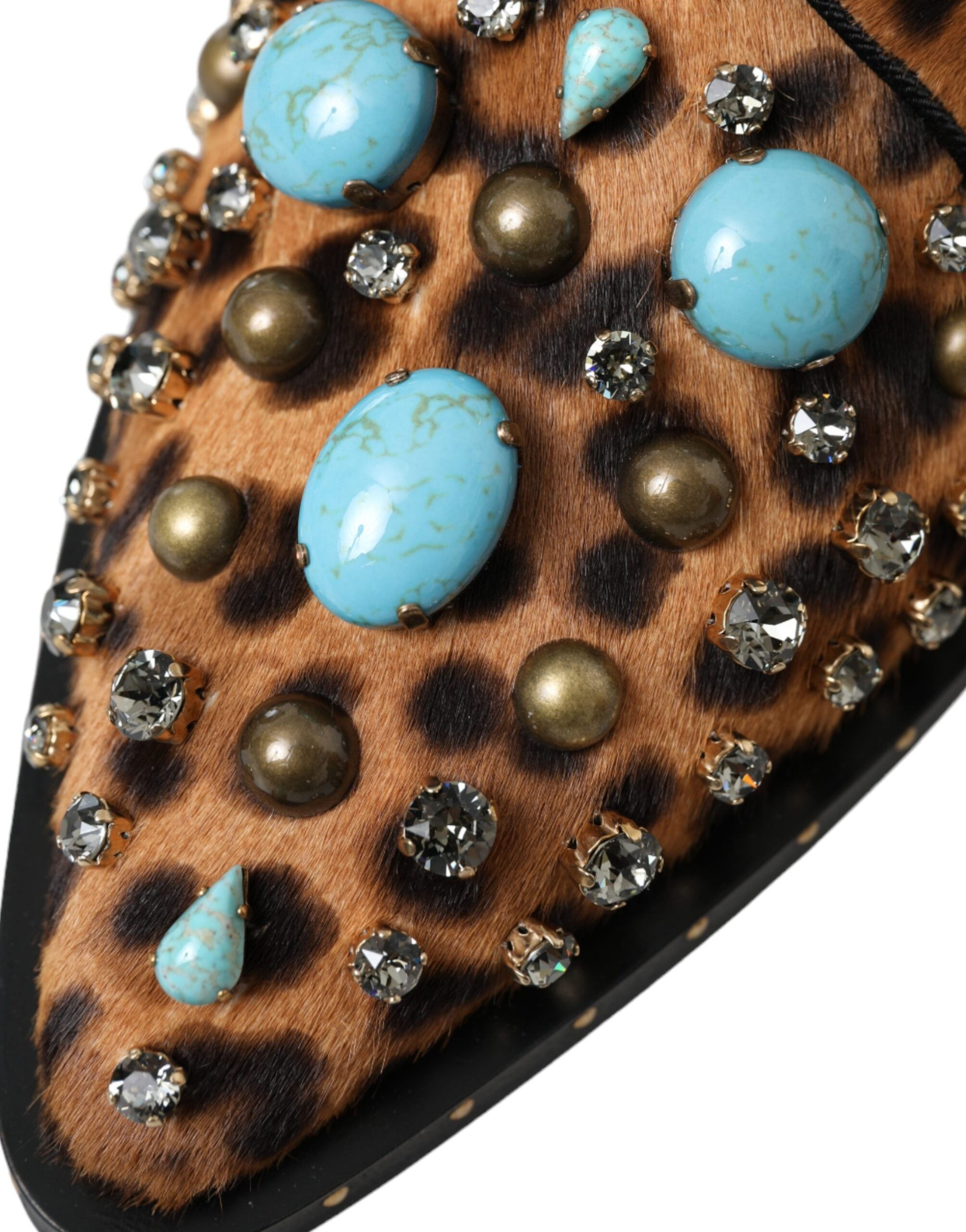 Dolce & Gabbana Braunes Leopardenhaar Kristallkleid Broque Schuhe