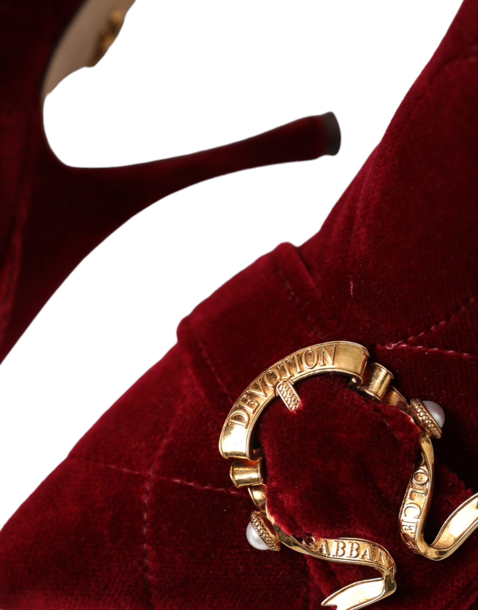 Dolce & Gabbana Dunkelrote Samtstiefeletten mit Schnalle