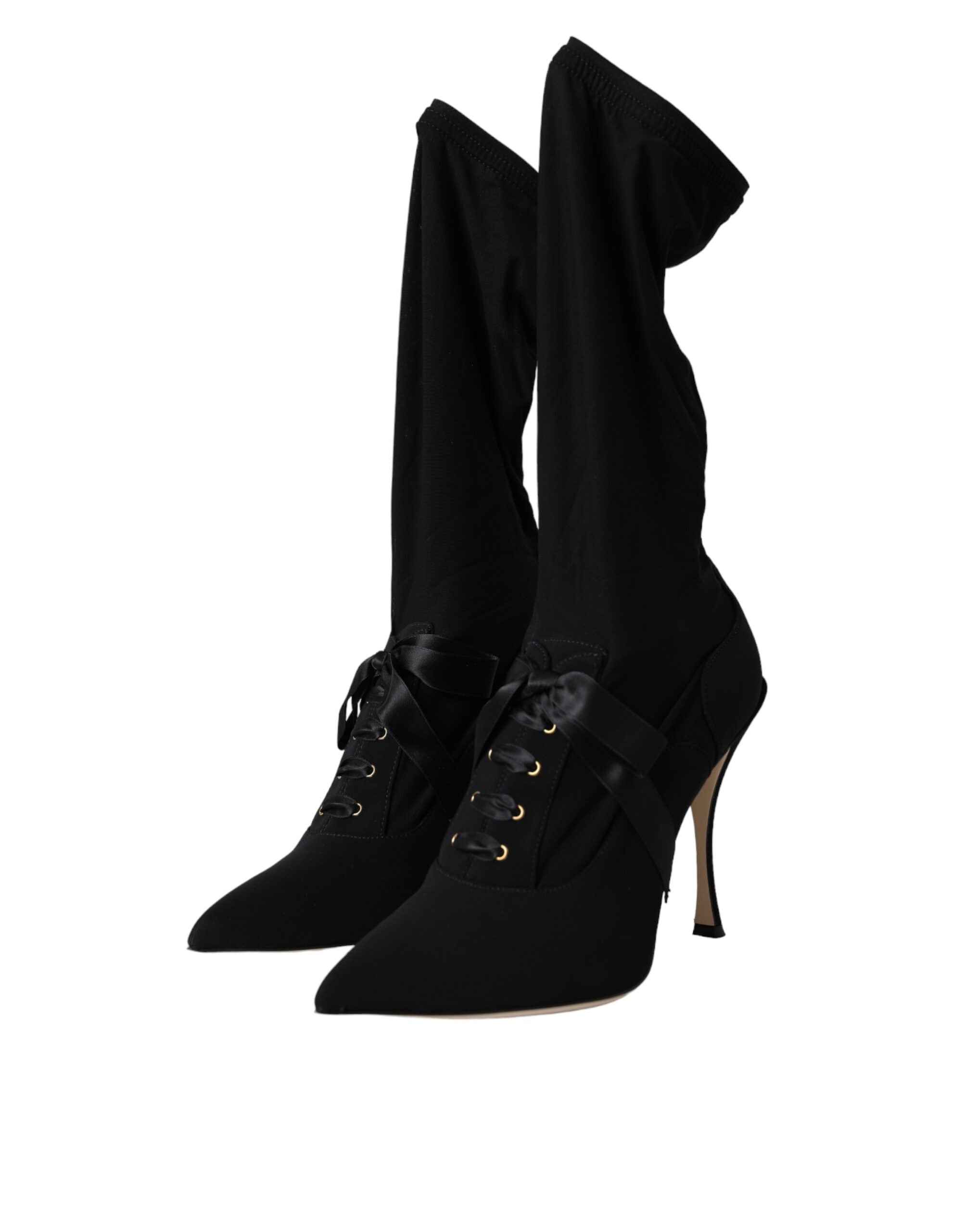 Dolce & Gabbana Schwarze Stiletto-Absätze, wadenlange Stiefel