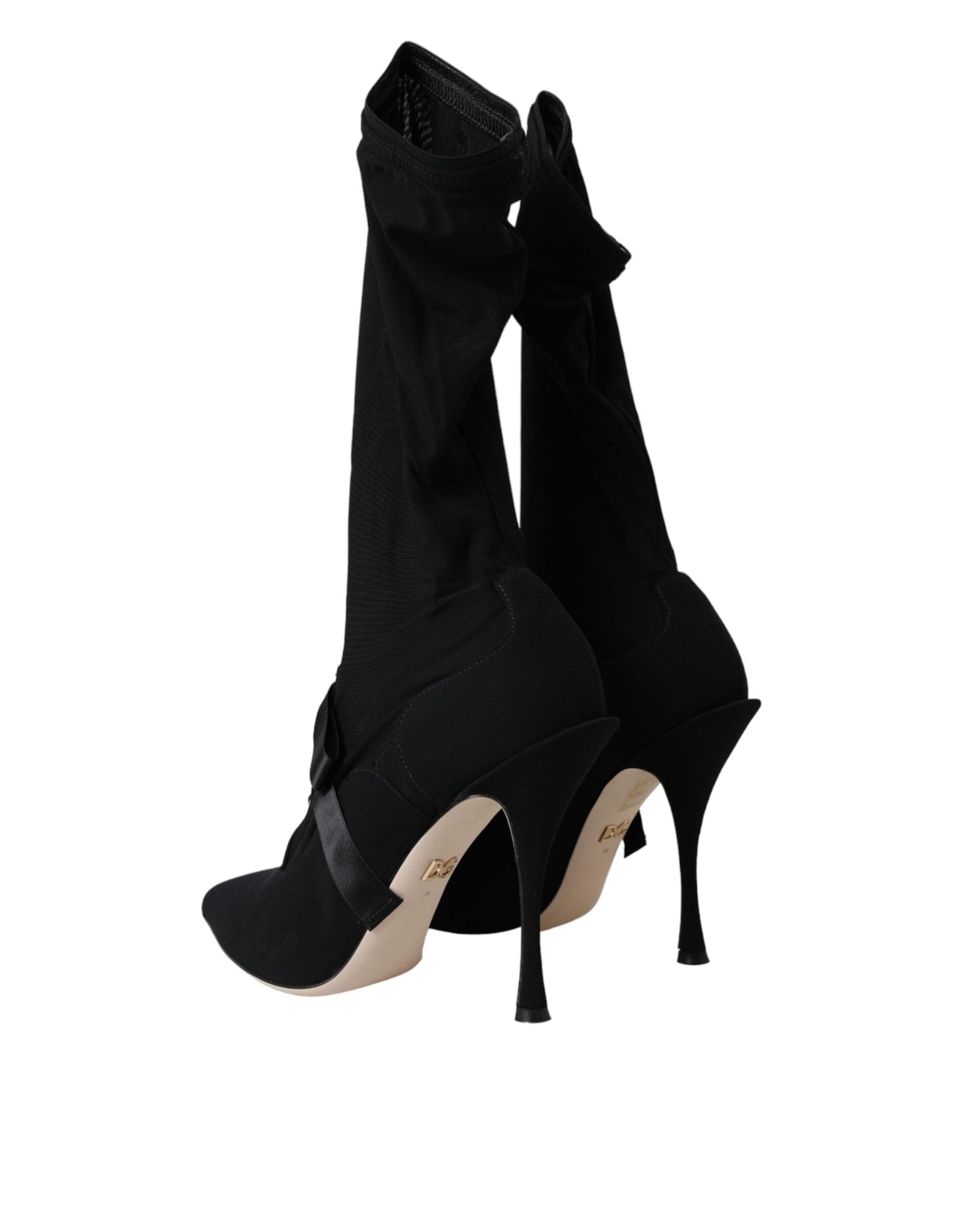 Dolce & Gabbana Schwarze Stiletto-Absätze, wadenlange Stiefel
