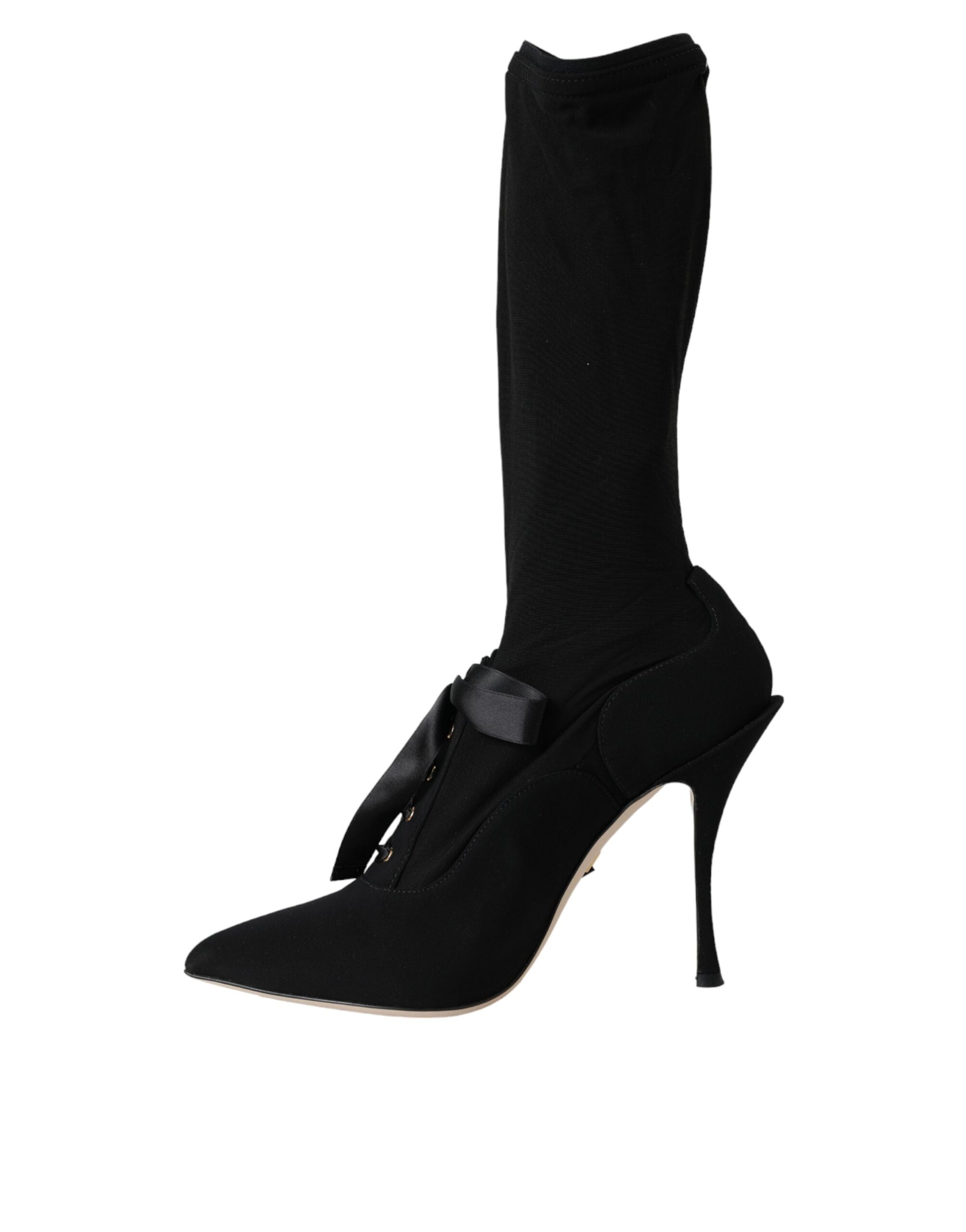 Dolce & Gabbana Schwarze Stiletto-Absätze, wadenlange Stiefel