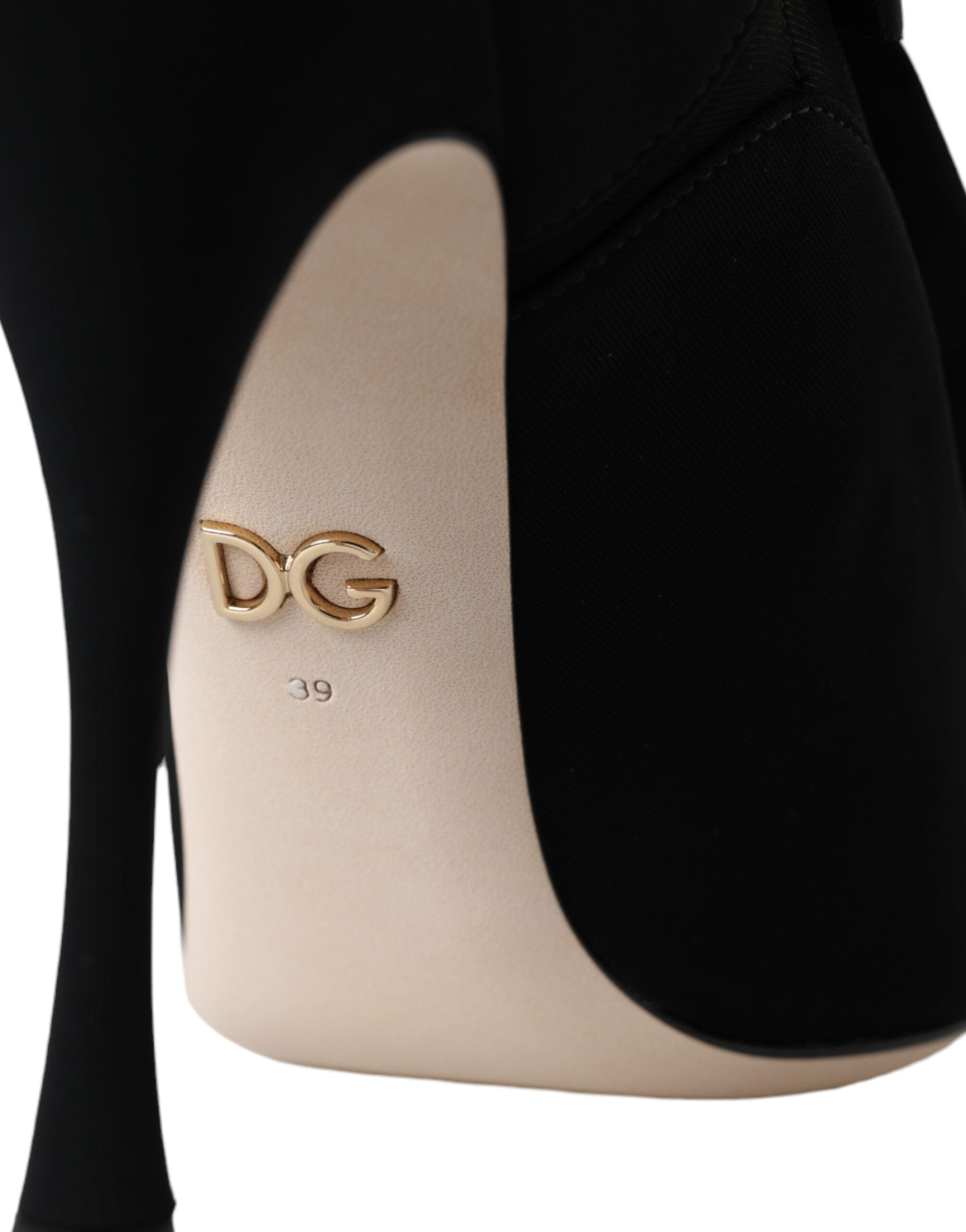 Dolce & Gabbana Schwarze Stiletto-Absätze, wadenlange Stiefel