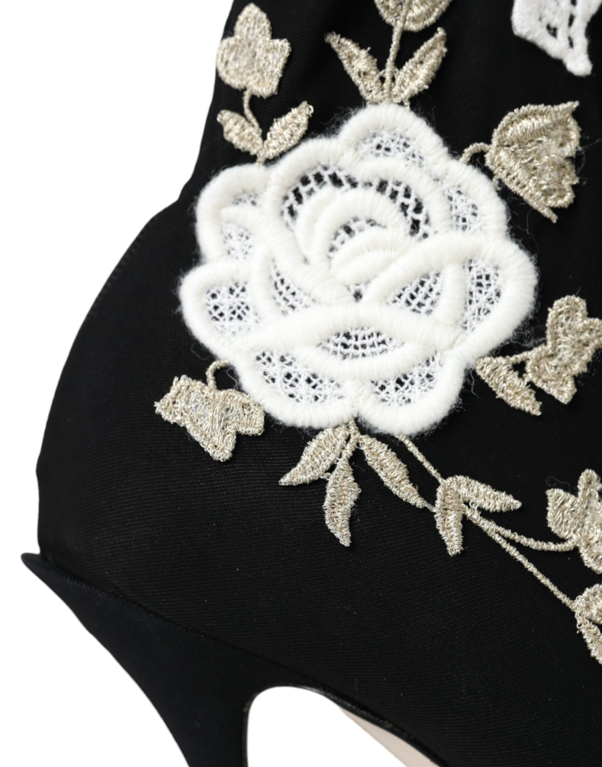 Dolce & Gabbana – Slipper mit Stickerei in Schwarz und Weiß