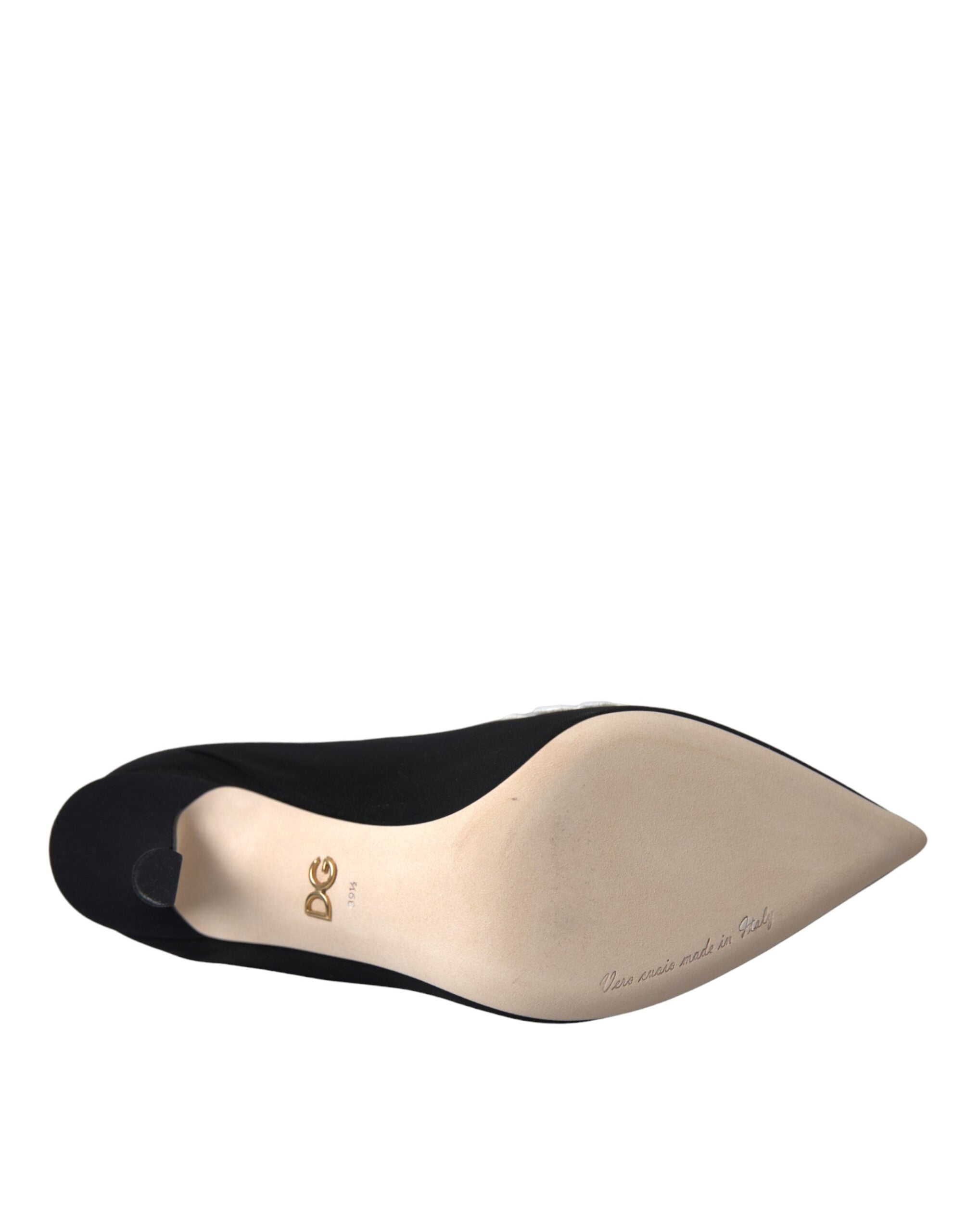 Dolce & Gabbana – Slipper mit Stickerei in Schwarz und Weiß