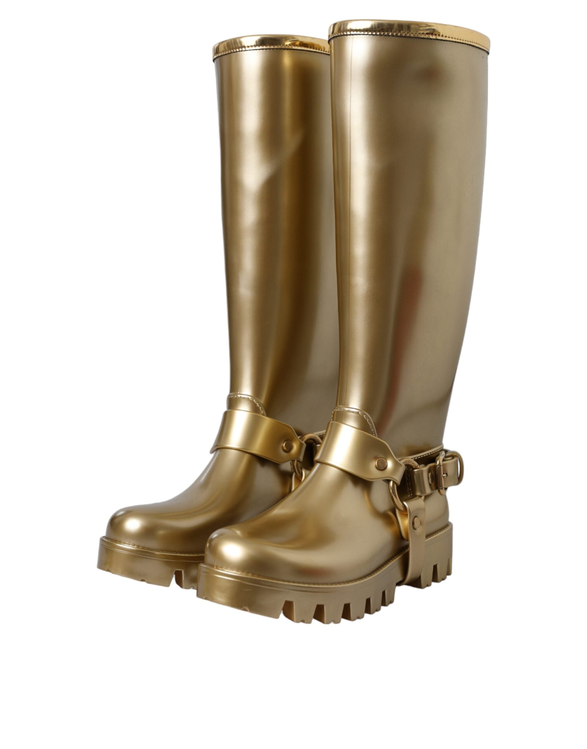 Dolce & Gabbana Gummistiefel aus PVC in Metallic-Gold