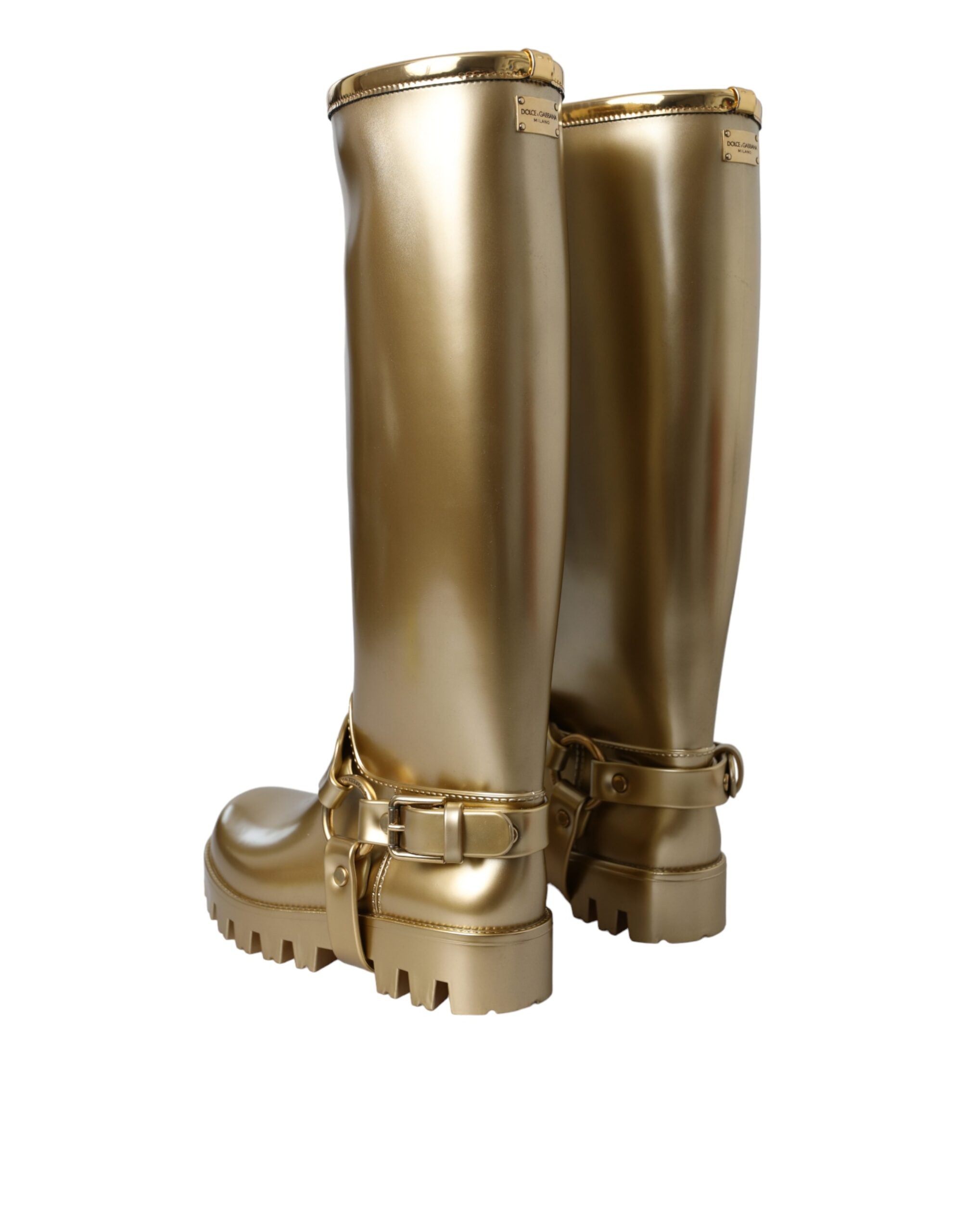 Dolce & Gabbana Gummistiefel aus PVC in Metallic-Gold