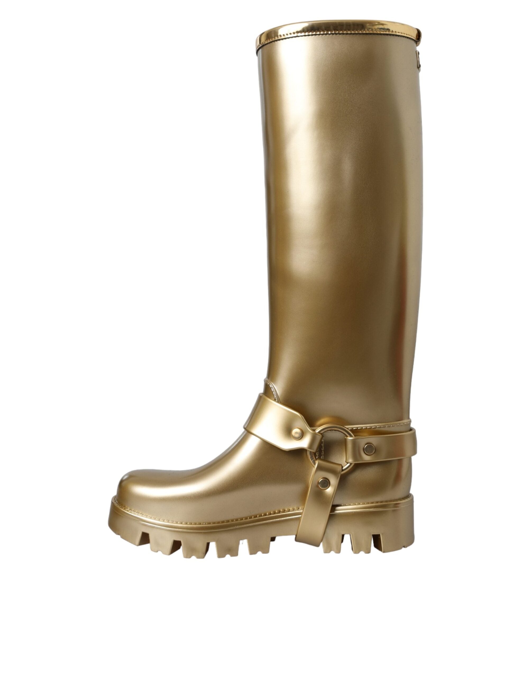 Dolce & Gabbana Gummistiefel aus PVC in Metallic-Gold