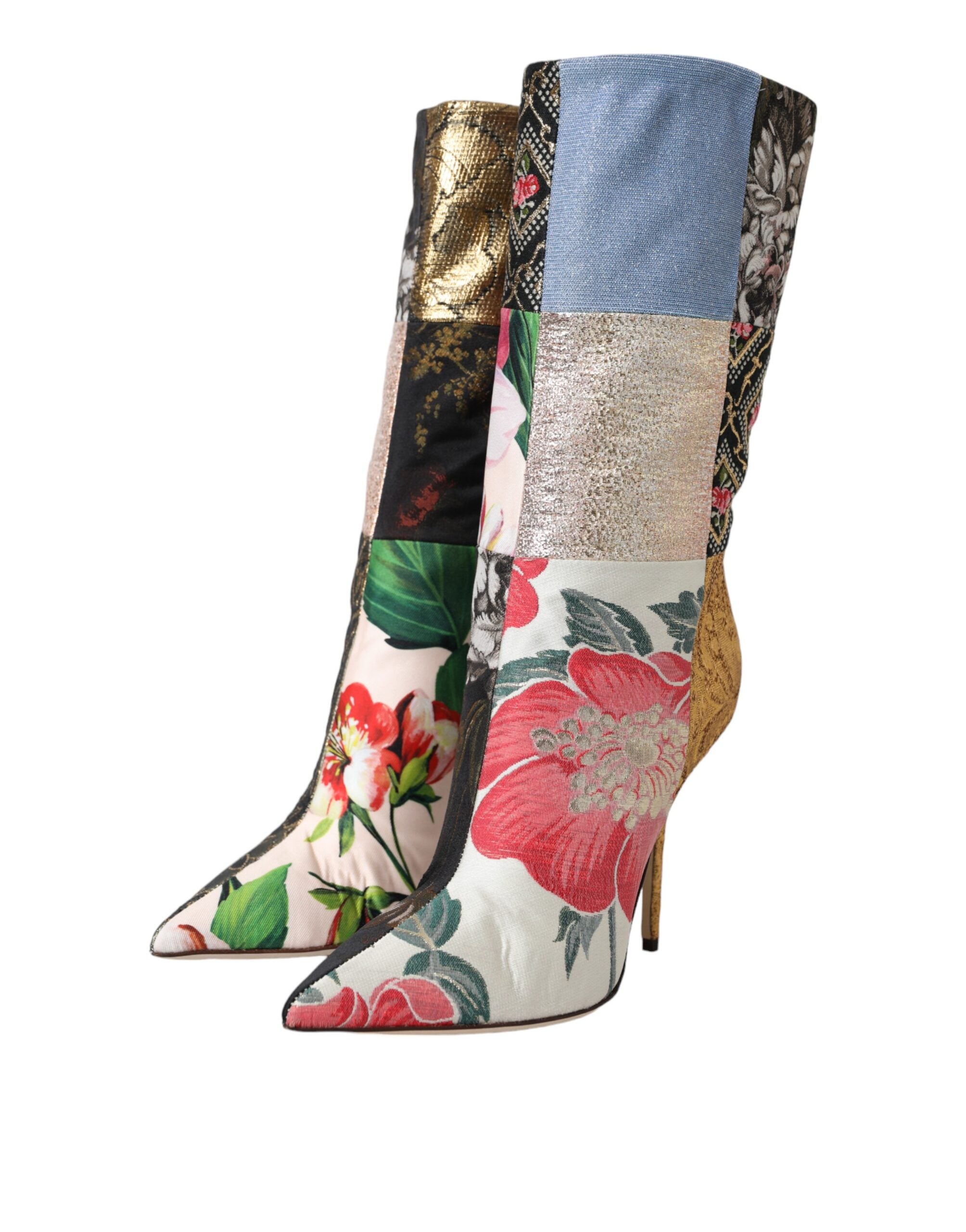 Dolce & Gabbana – Stiefel mit Absatz und mehrfarbigem Patchwork-Print