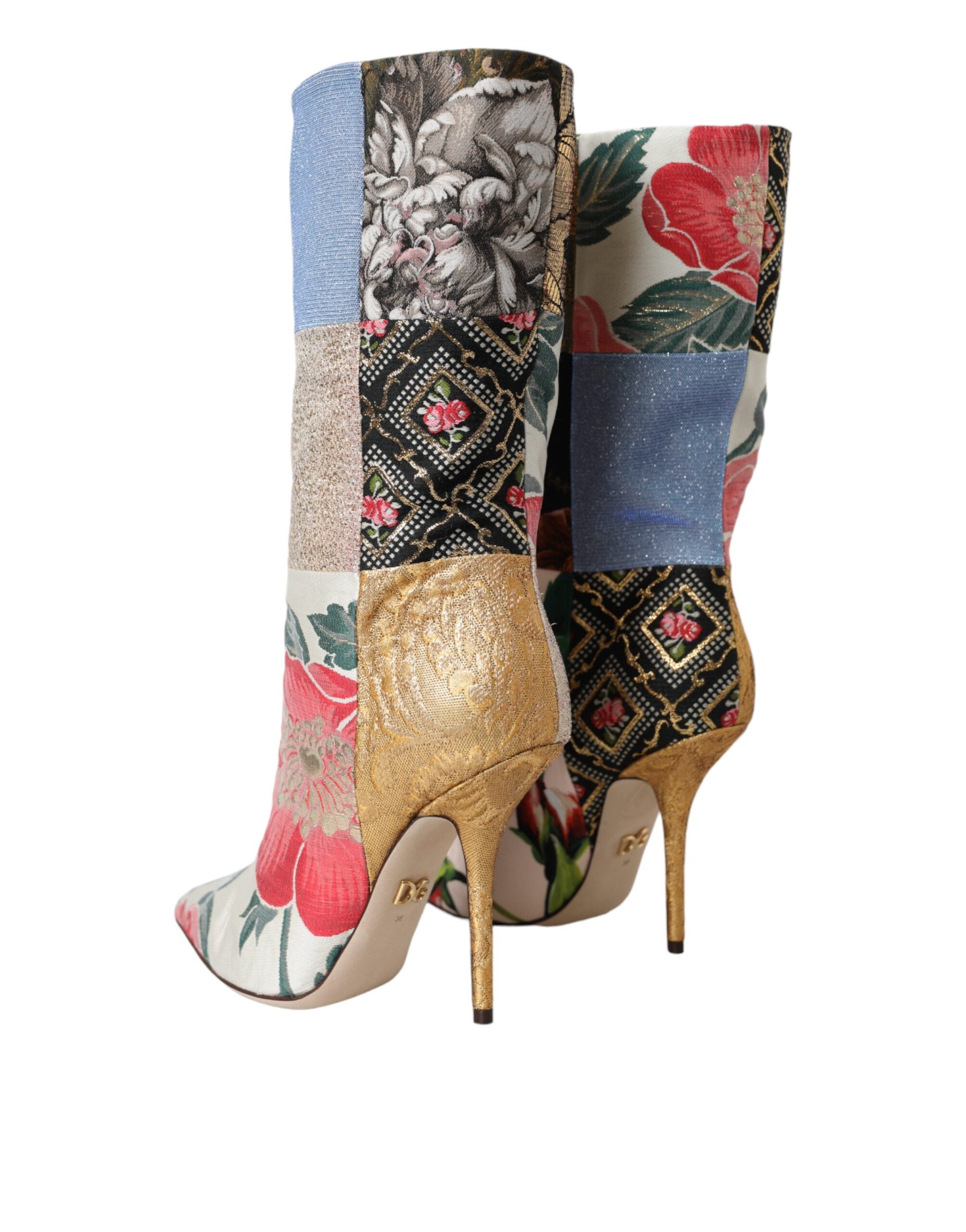 Dolce & Gabbana – Stiefel mit Absatz und mehrfarbigem Patchwork-Print