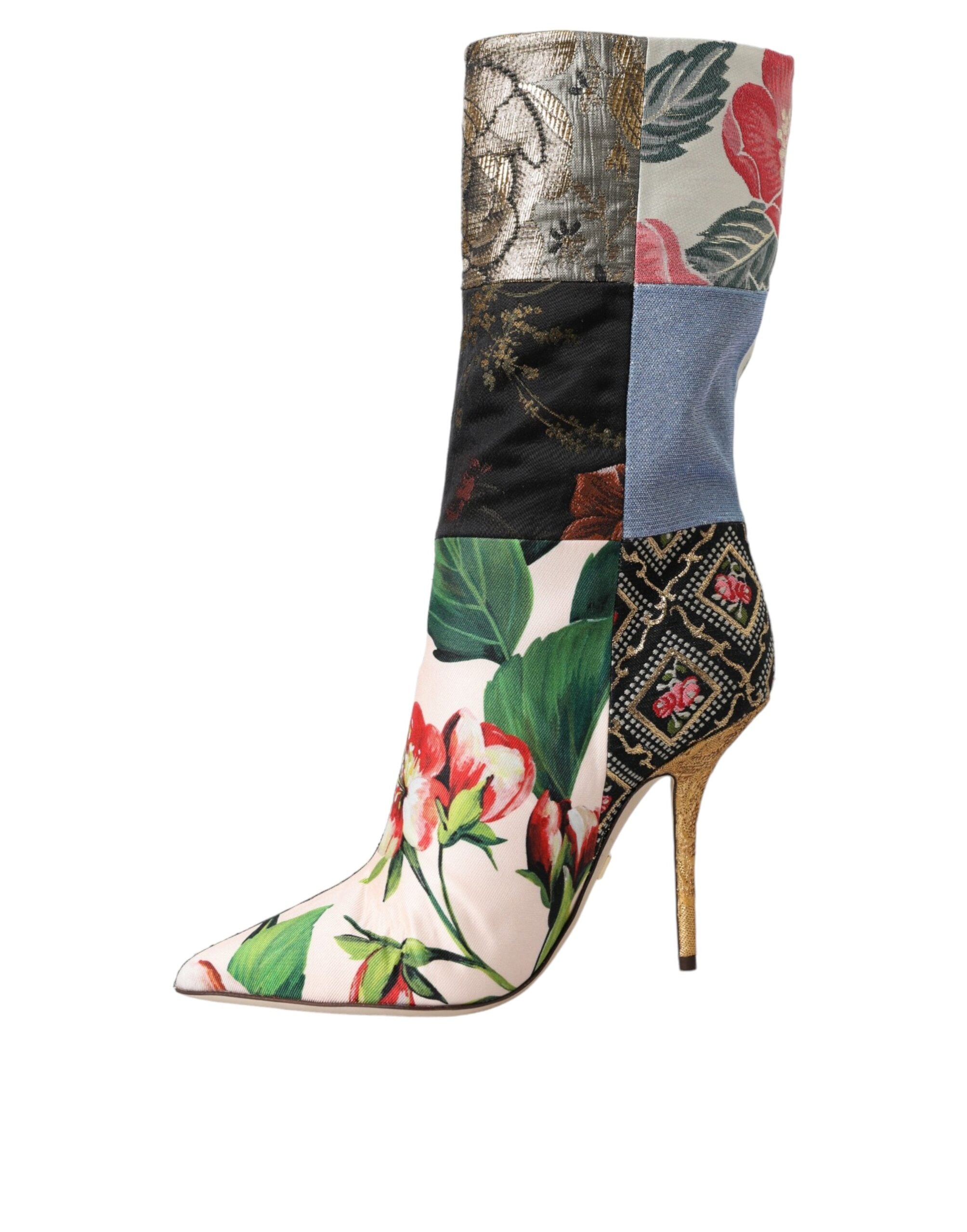 Dolce & Gabbana – Stiefel mit Absatz und mehrfarbigem Patchwork-Print