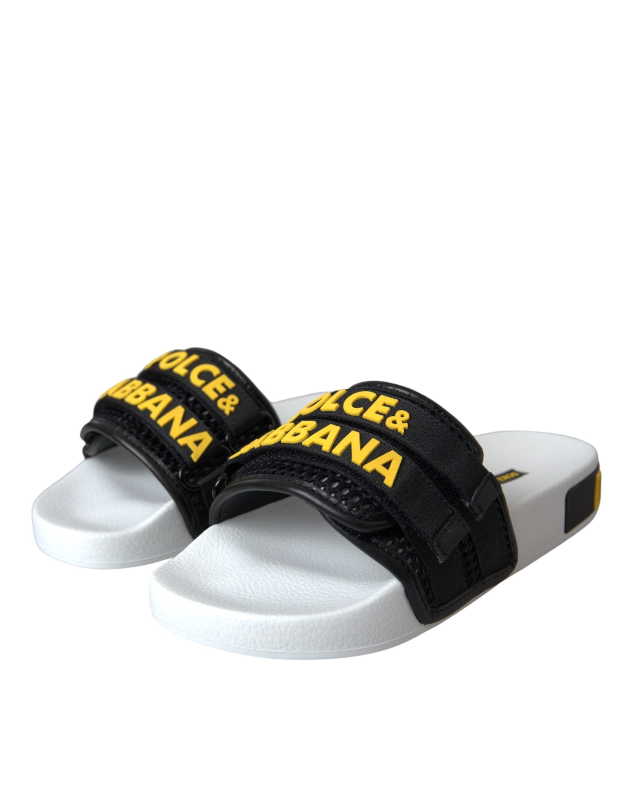 Sandale plate Dolce & Gabbana cu logo alb și negru