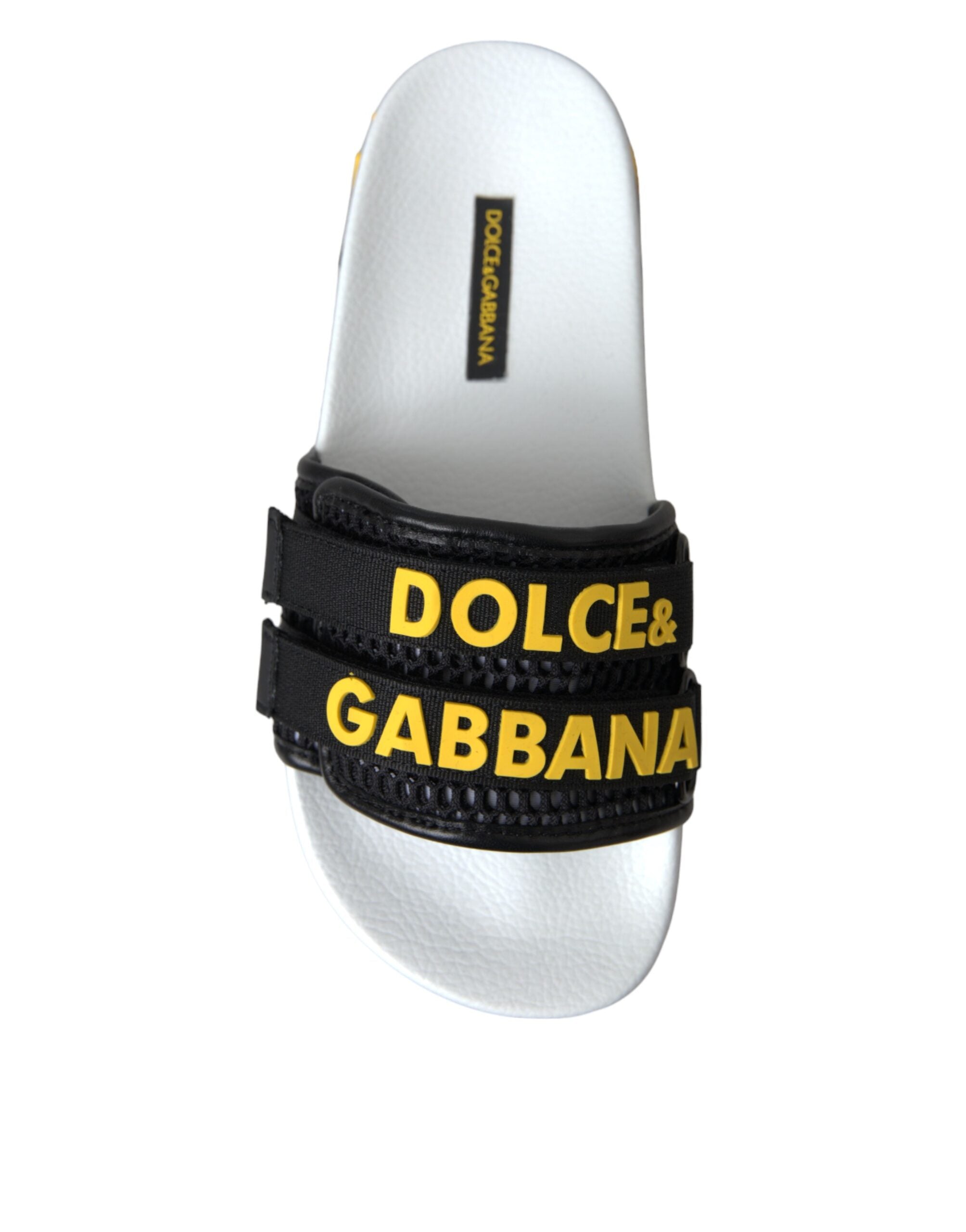 Sandale plate Dolce & Gabbana cu logo alb și negru