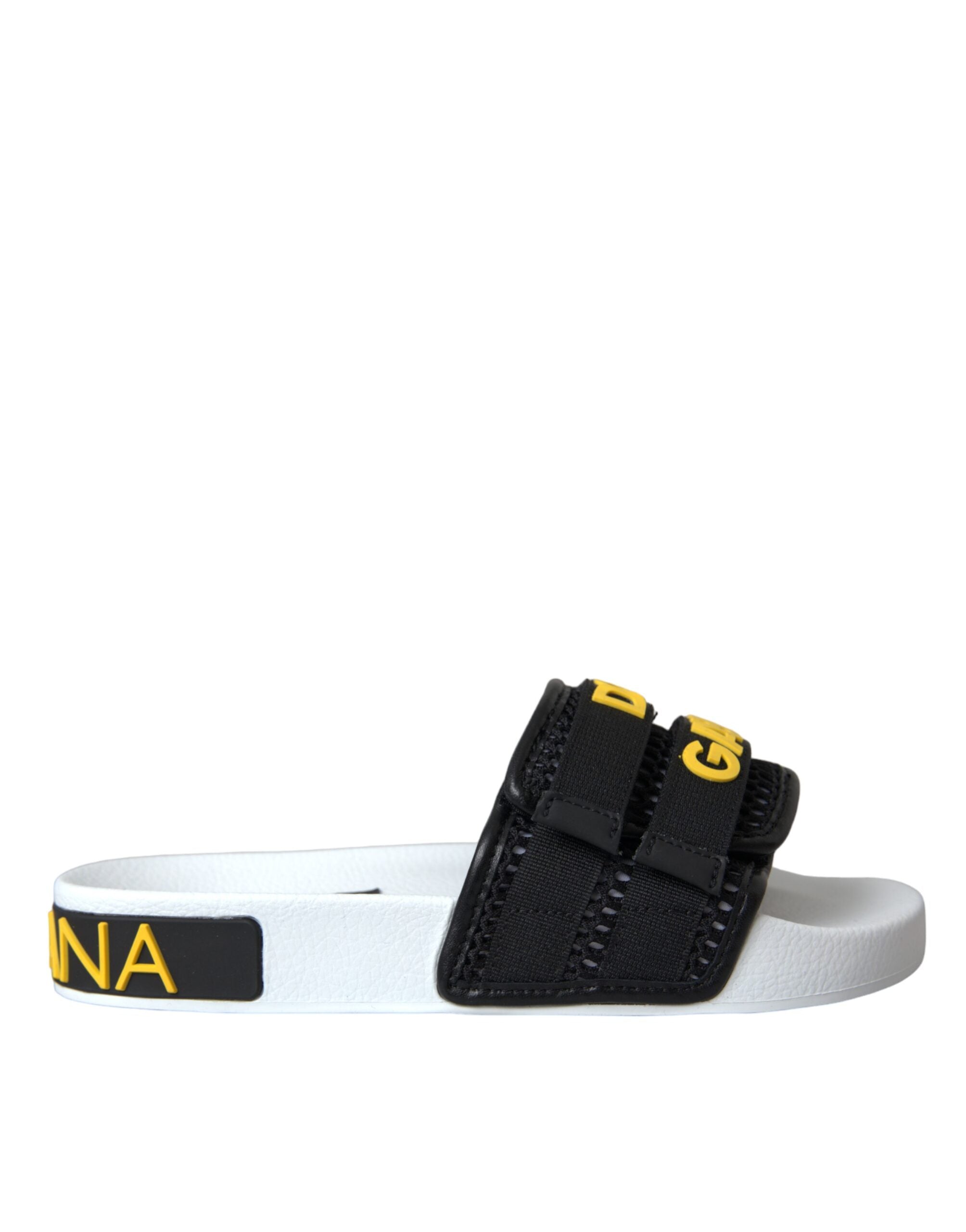 Sandale plate Dolce & Gabbana cu logo alb și negru
