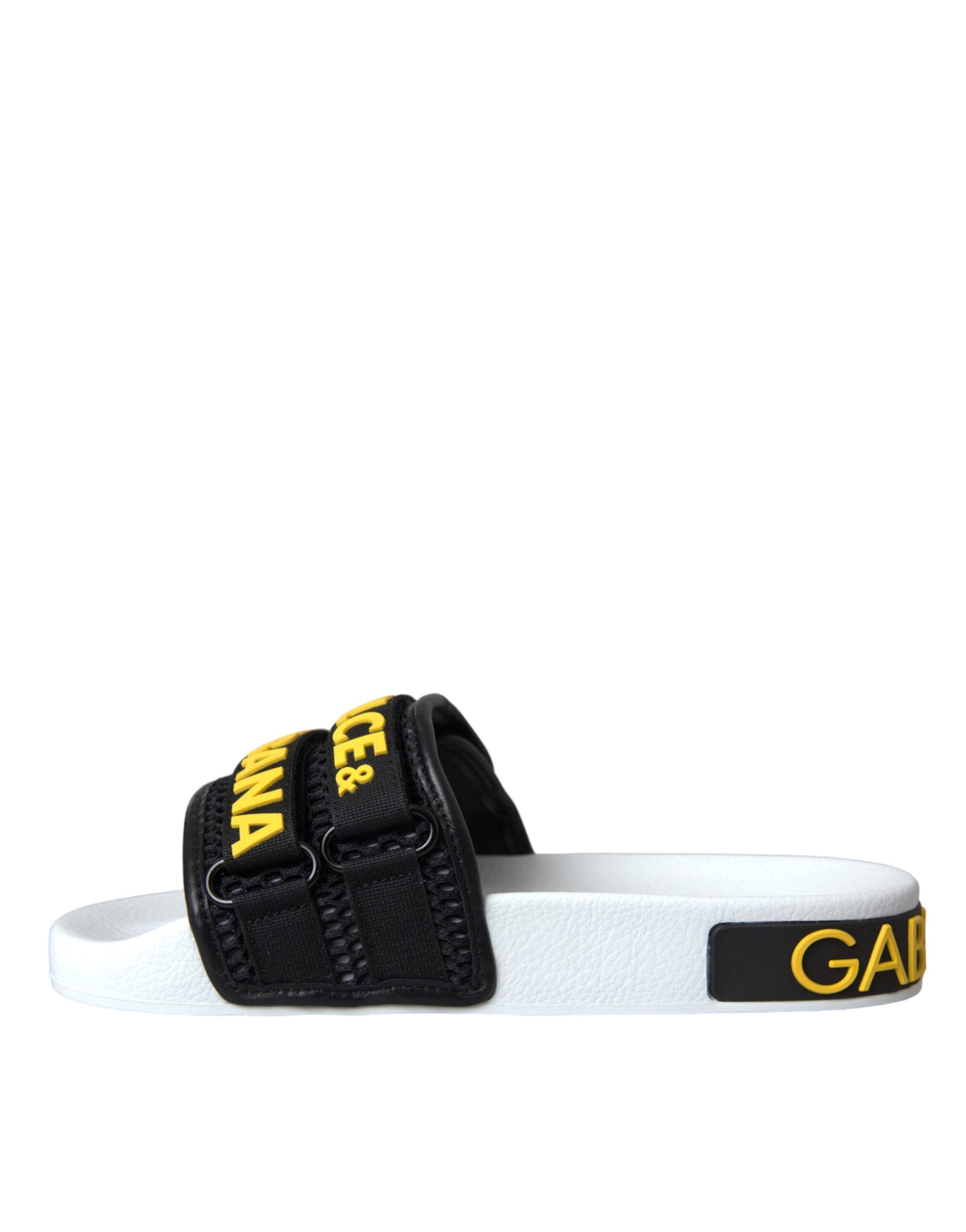 Sandale plate Dolce & Gabbana cu logo alb și negru