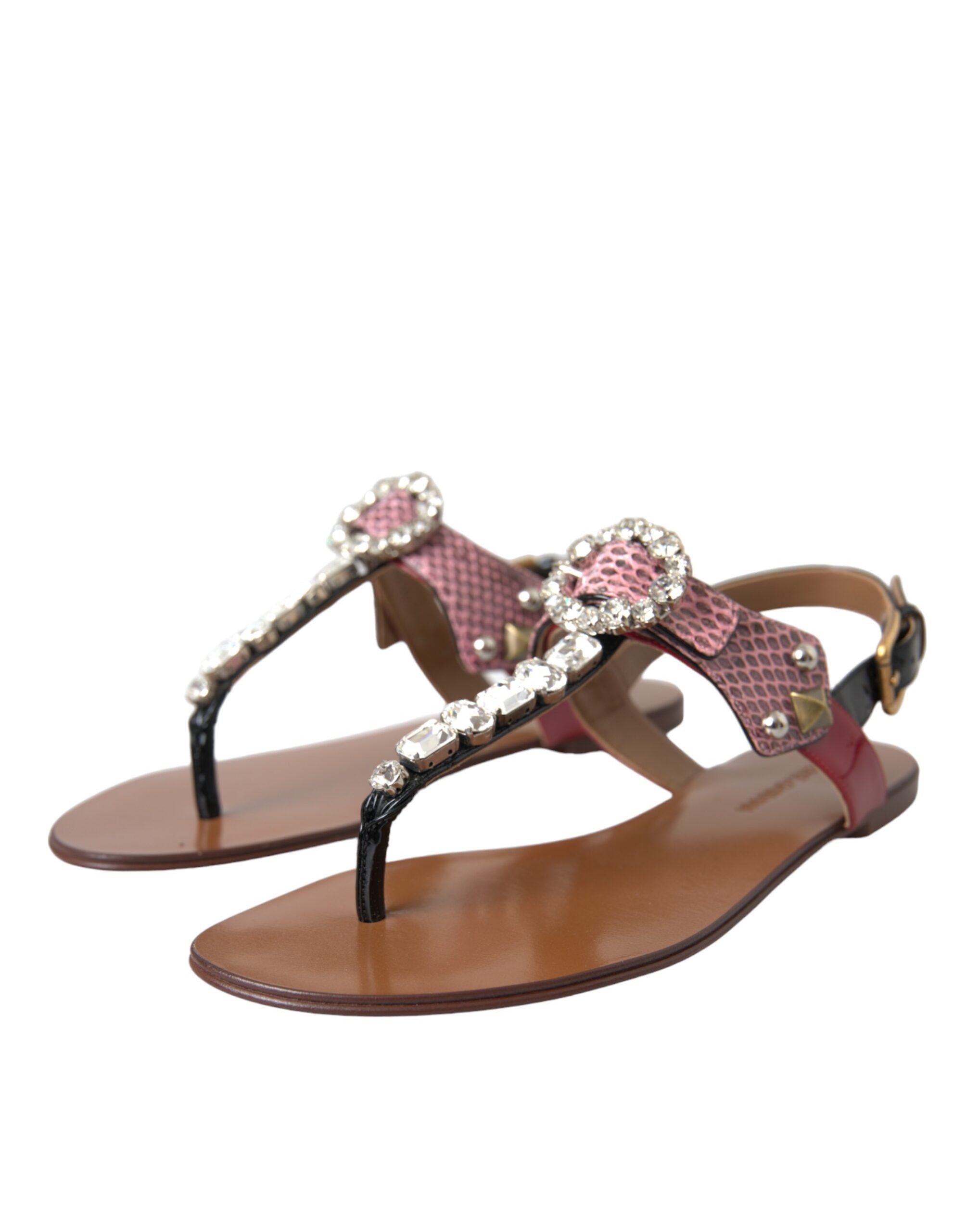 Dolce & Gabbana Mehrfarbige Kristallsandalen Flip-Flops Schuhe