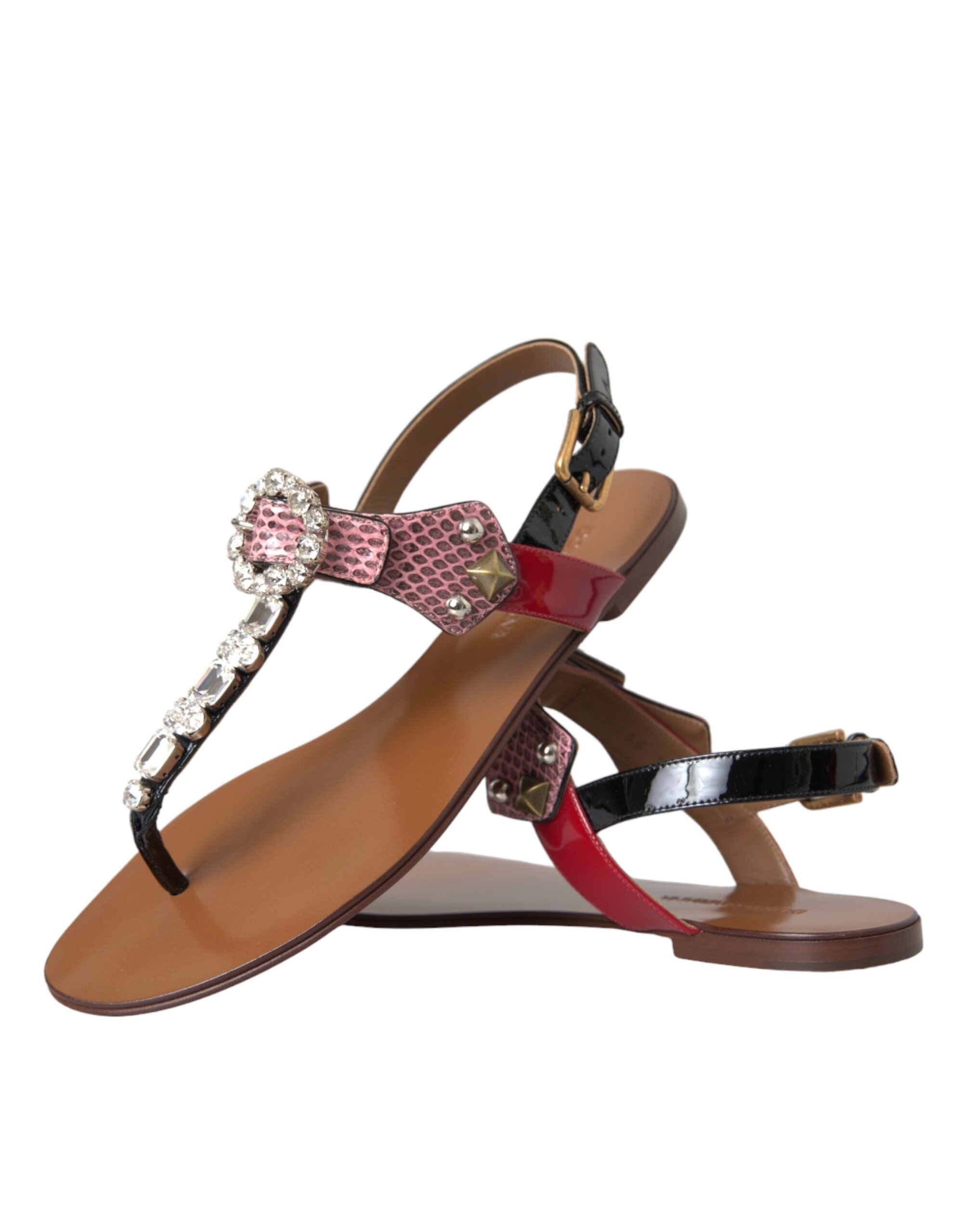 Dolce & Gabbana Mehrfarbige Kristallsandalen Flip-Flops Schuhe