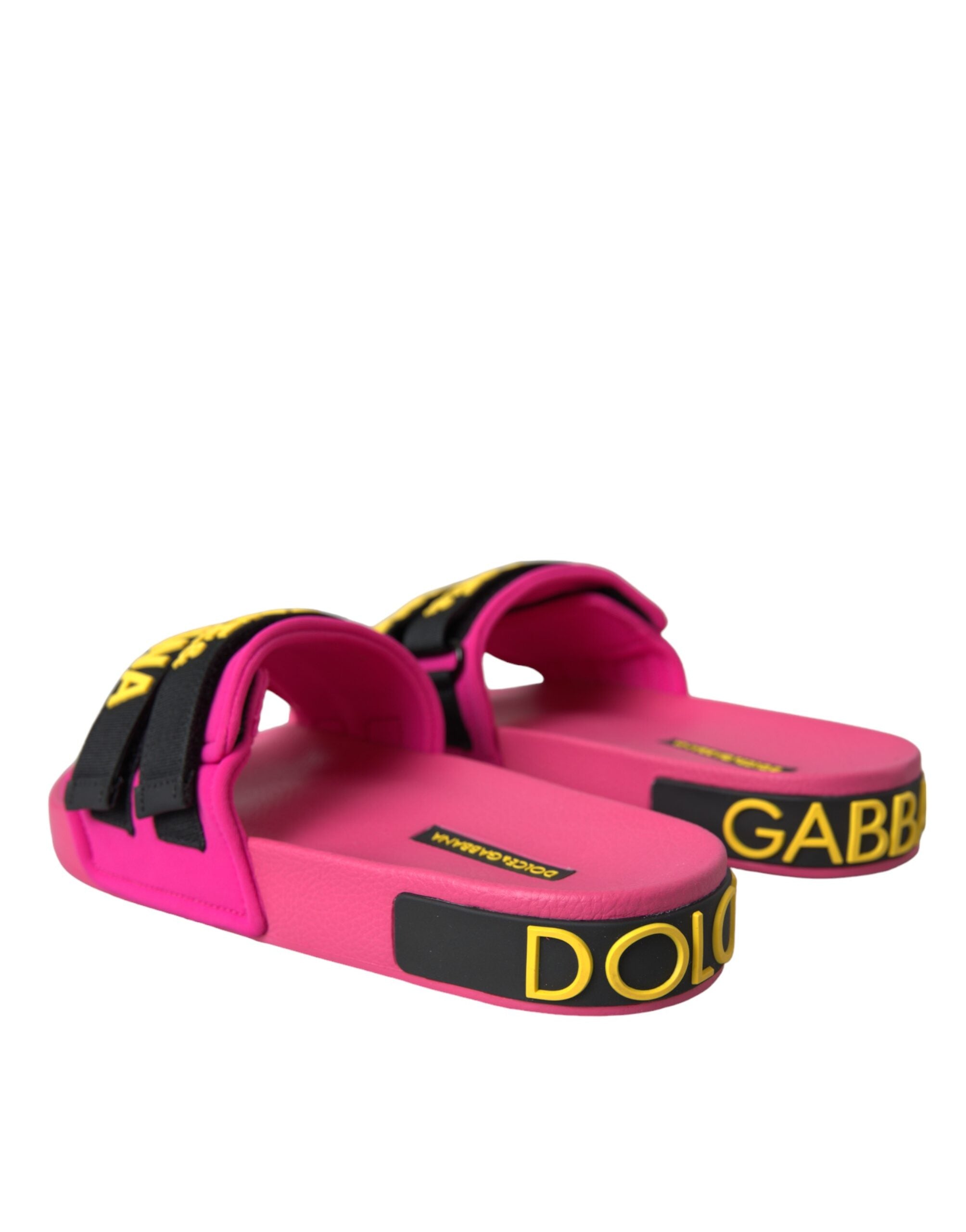 Sandale plate cu logo roz și negru Dolce & Gabbana