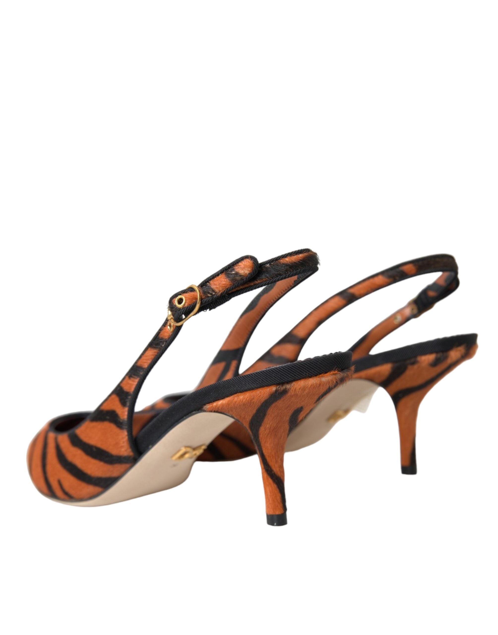 Pantofi sport Dolce & Gabbana din piele cu model zebră neagră și portocalie
