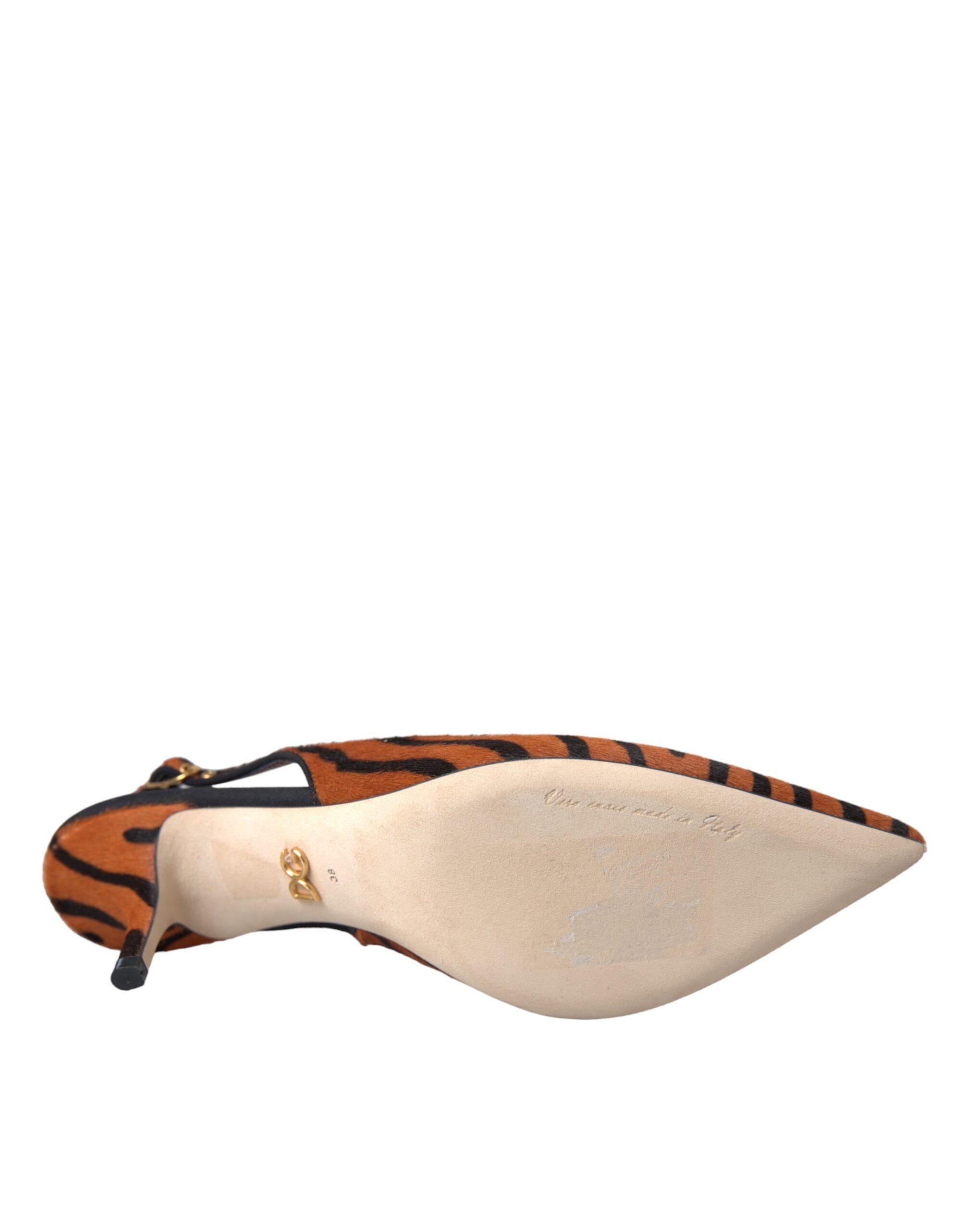 Pantofi sport Dolce & Gabbana din piele cu model zebră neagră și portocalie