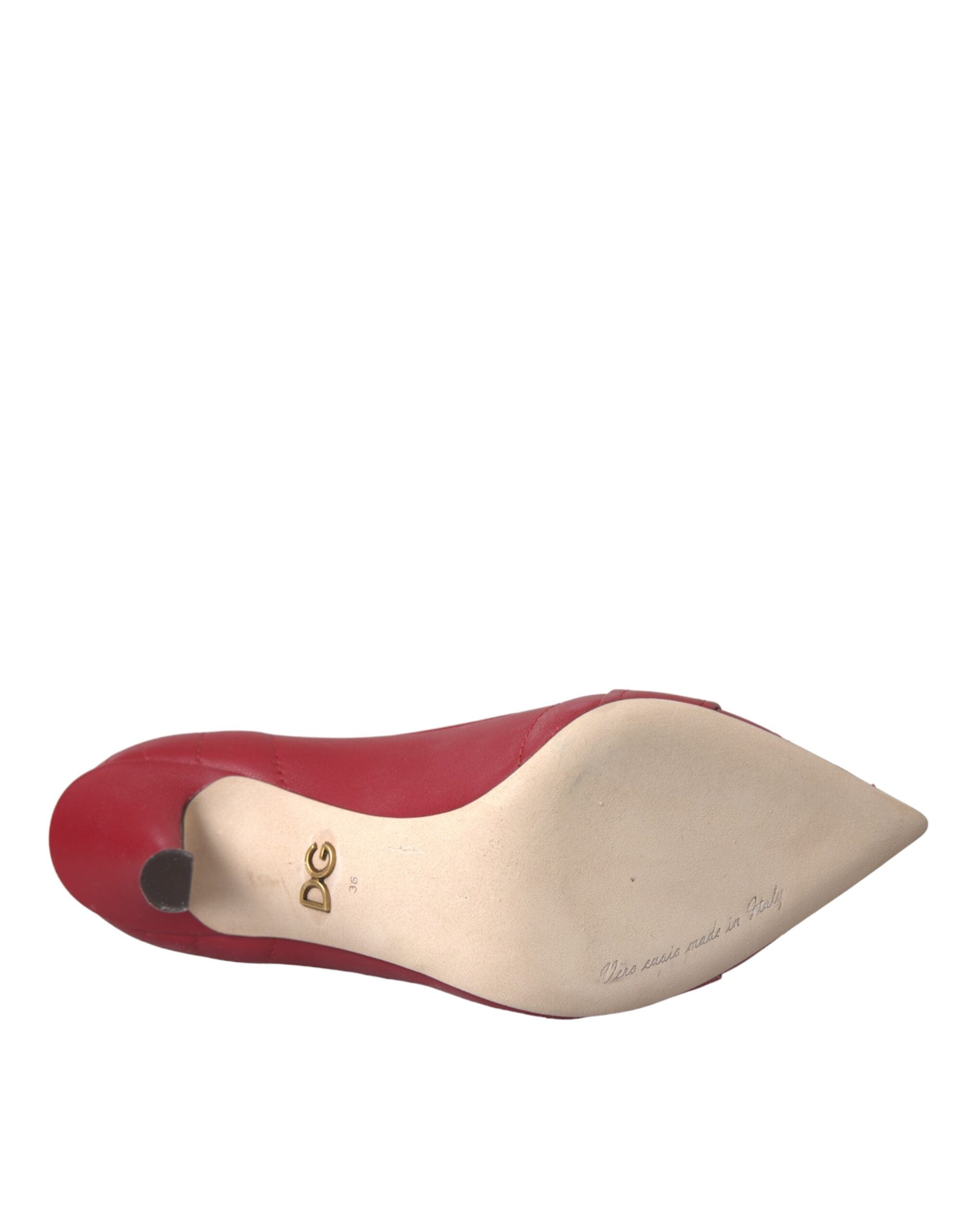Dolce & Gabbana Pantofi cu toc din piele roșii Devotion